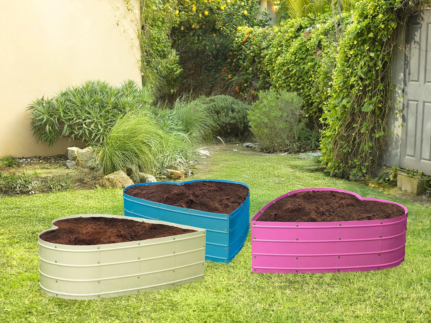 Plant & Plot Galvanized Raised Garden Beds Outdoor // Planter Raised Beds for Gardening, Vegetables, Flowers // Large Metal Garden Box (Pink) // Tool-Free Assembly