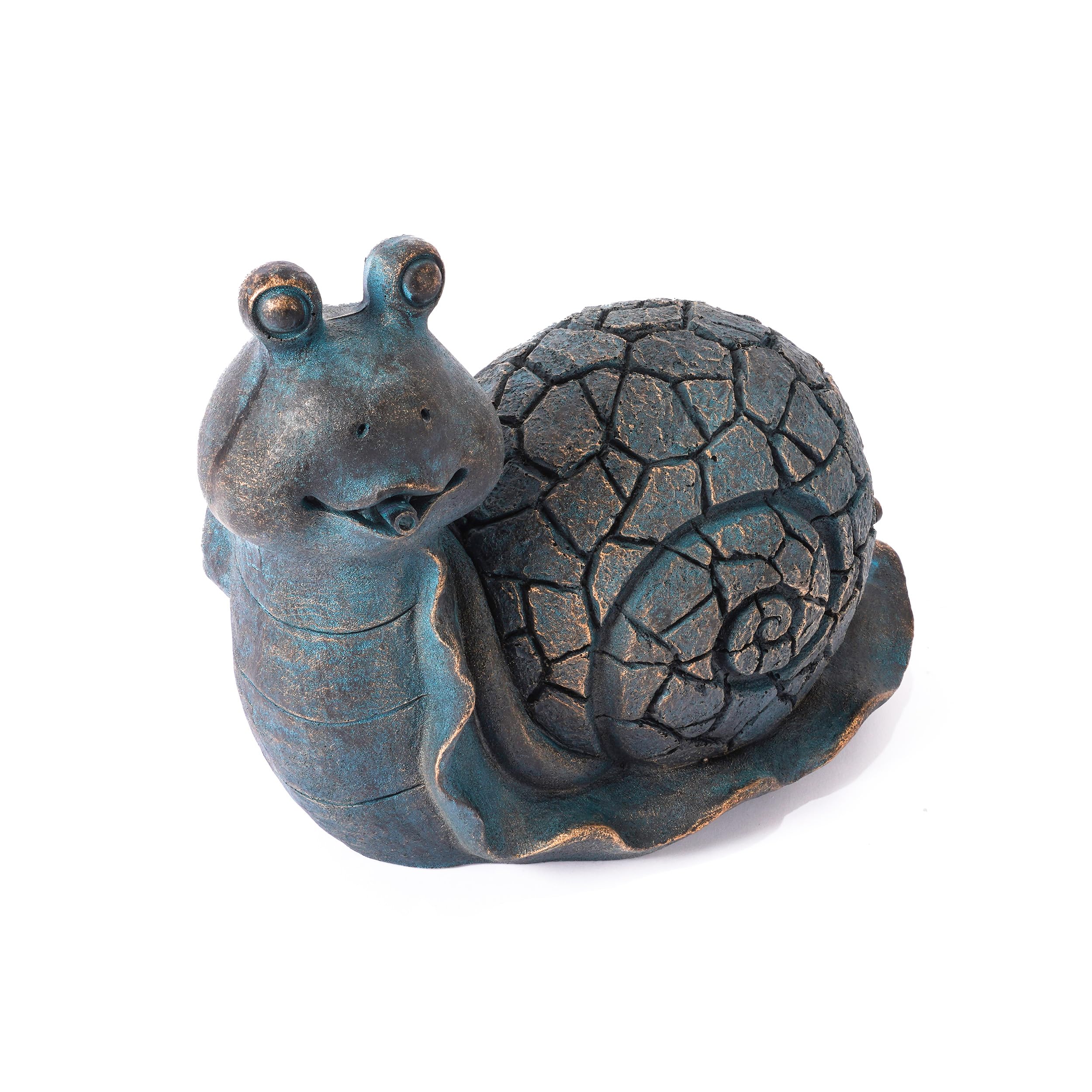 Esotec Wasserspeier Figur Schnecke Emilius, Altkupfer Design, Gartenteich Wasserspiel, Teichfigur, Gartenfigur, Wasserlauf Deko, H=22,5cm 100773