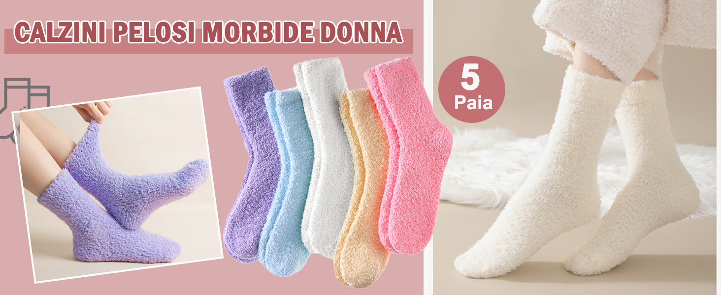 5 Paia Calzini Morbidi Donna Con Cuori – Pile Di Corallo, Termici, Per Dormire E Relax (Taglia 36-42)