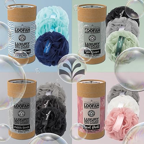 Miniatura 8 de Temple Spring Esponjas de luffa recicladas, accesorios de ducha de baño, esponja de baño de lufa, exfoliante corporal exfoliante, puf exfoliante