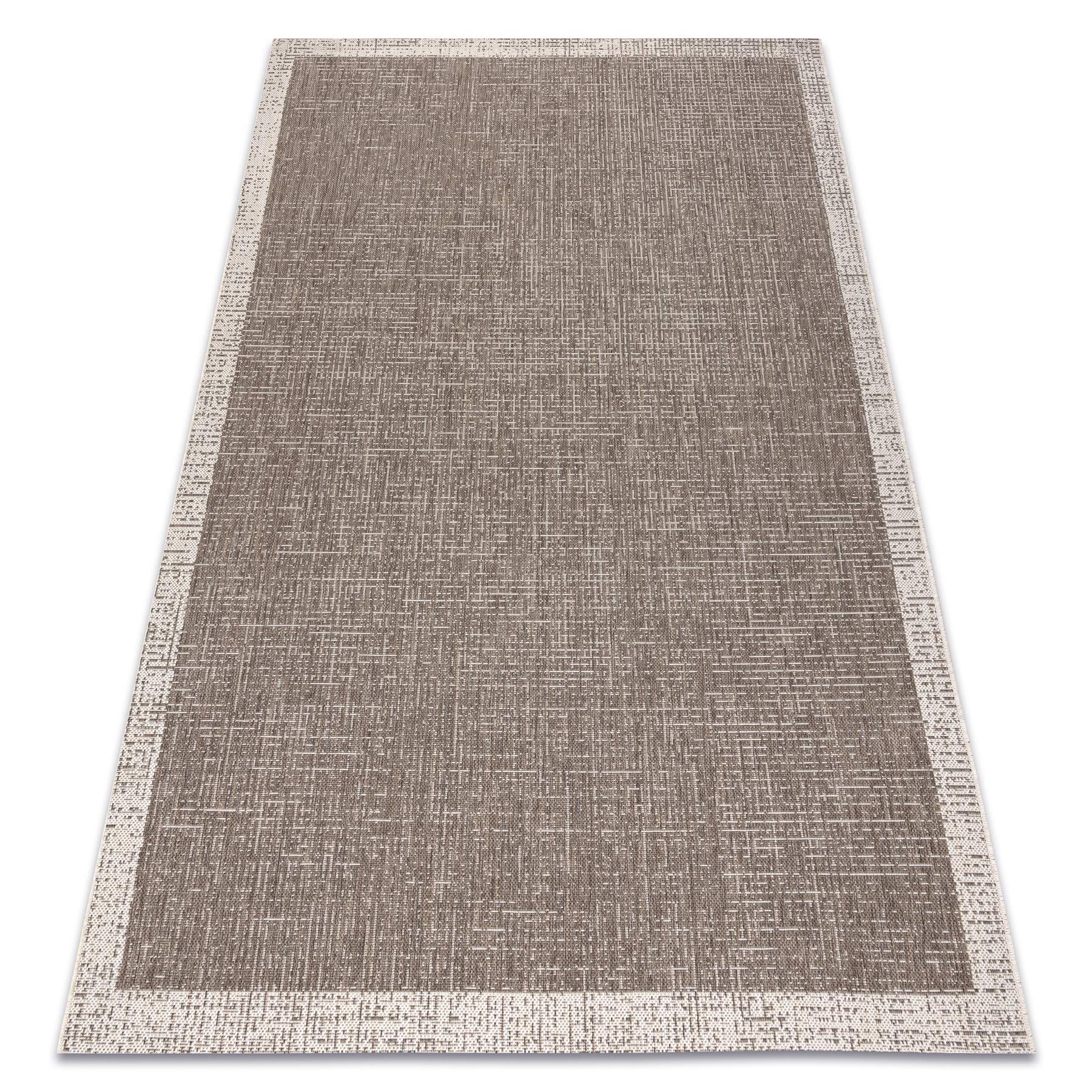 Tapis sisal FLOORLUX rugsx 140x200 cm tissage à plat cadre taupe