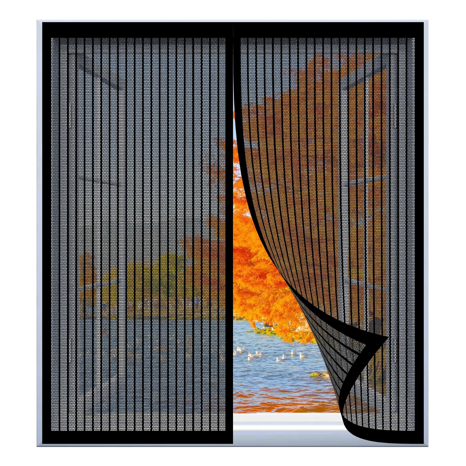 Yuanwan Black Magnetic Fly Screen Window 47 X 135 Cm Easy Installation No Drilling Or Screwing Powerful Magnets For Windows Nets To Keep Bugs Out,