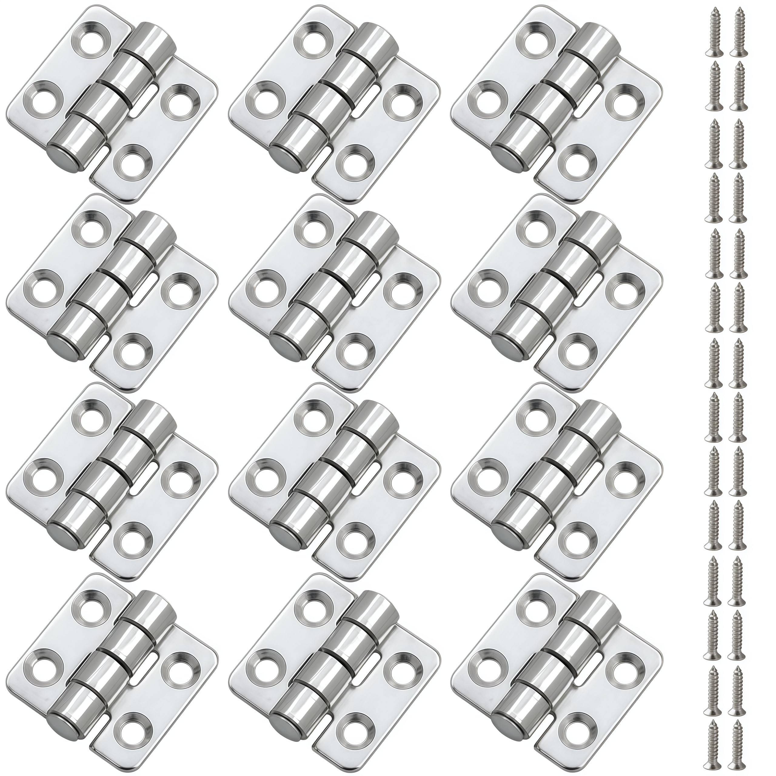 Folding Hinge 12 Pack of 270 Degree Stainless Steel Folding Hinges Suitable for Bedrooms Rvs Garages Storage Sheds and Livestock Facilities 30 * 30 * 2mm Countersunk Hole (Mother and Child Pin Type)
