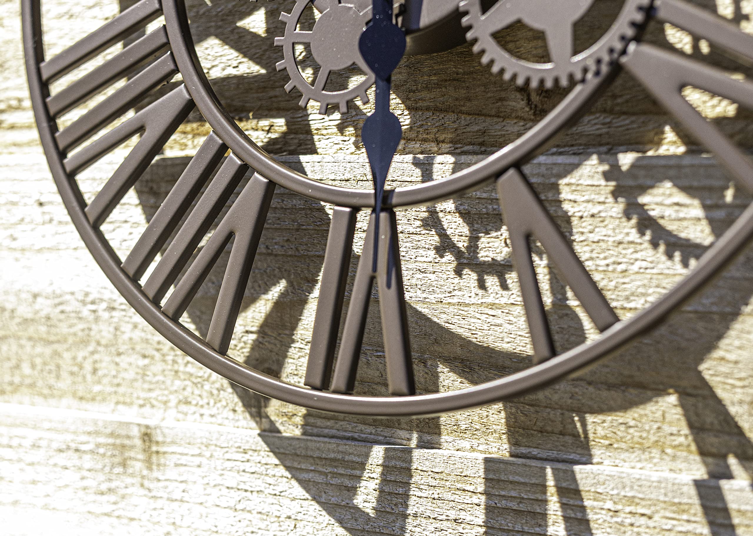 Garden Mile Grande horloge murale 35 cm avec chiffres romains pour intérieur et extérieur Marron