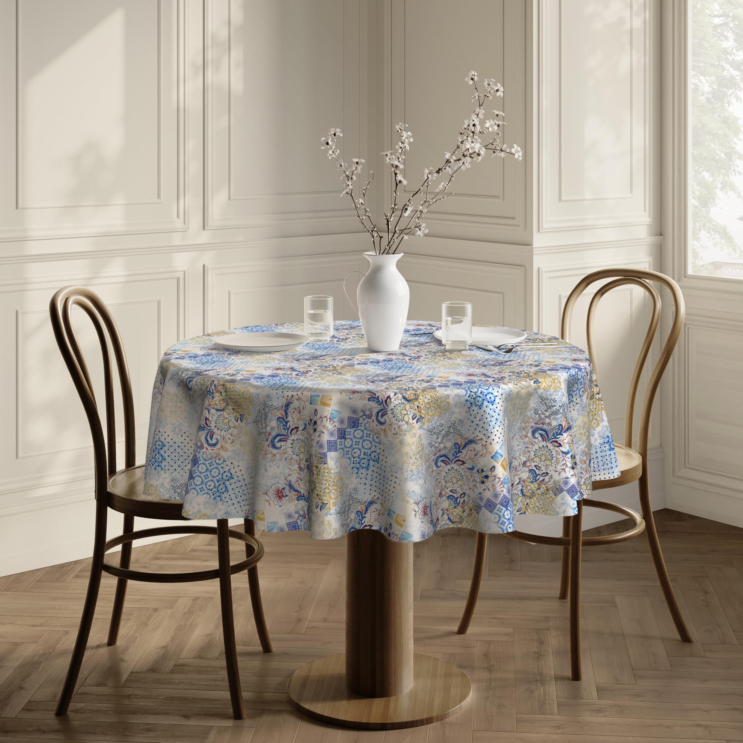 Home Direct Stain Resistant Spill Proof Water Repellent Round Fabric Tablecloth Table Cover Table Cloth 180cm 70"