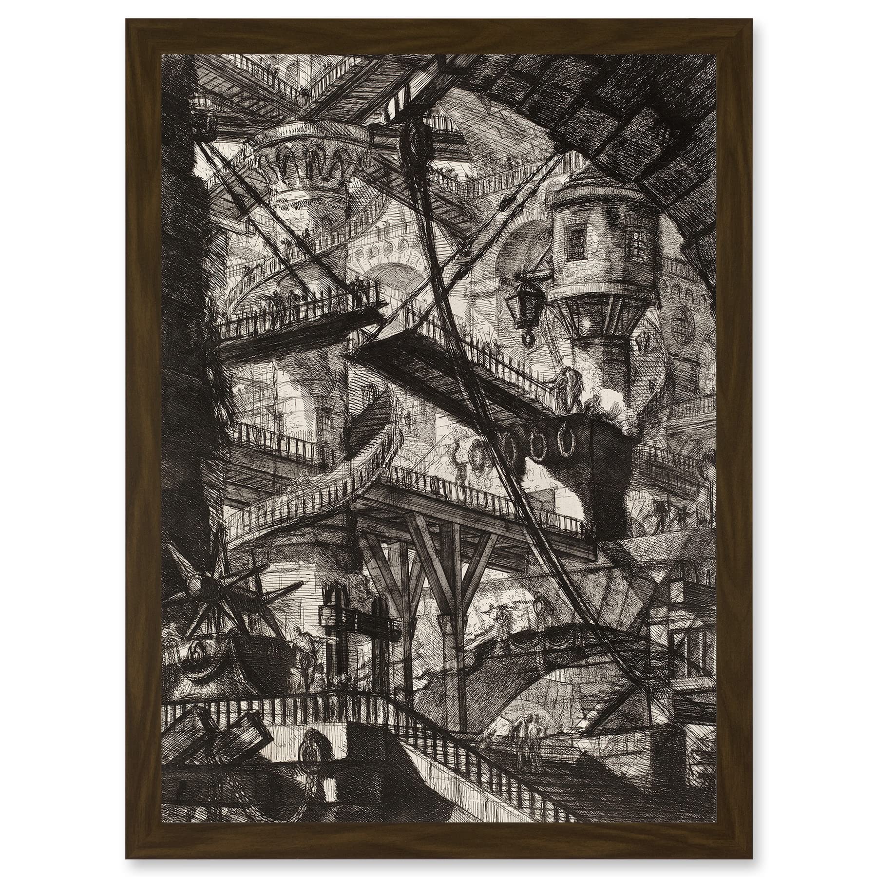 Artery8 Giovanni Battista Piranesi Drawbridge Plate 7 Etching Artwork Framed Wall Art Print A4