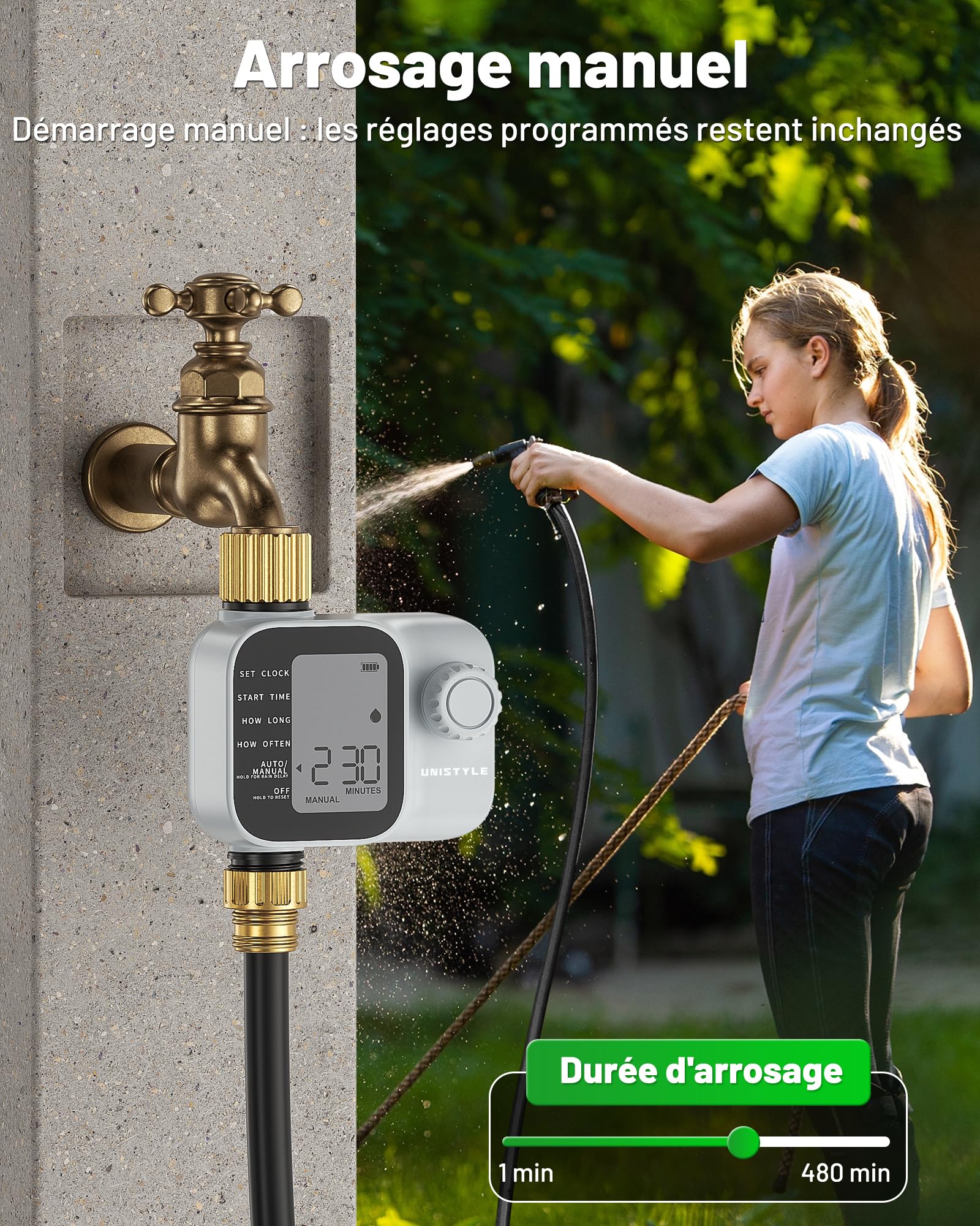 Programmateur Arrosage Unistyle | Nouvelle édition 2026 – Arrosage Automatique du Jardin, Utilisation Simple et Intuitive, Raccord en Laiton, Indice de Protection IP55, Programmes Arrosage Flexibles