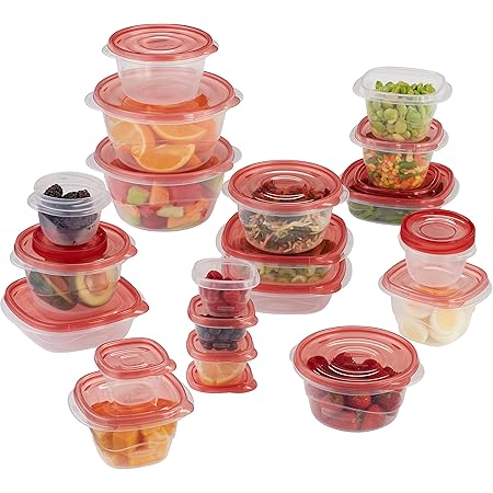 Rubbermaid TakeAlongs Assorted Food Storage Containers, Tint Chili, 40-Piece Set