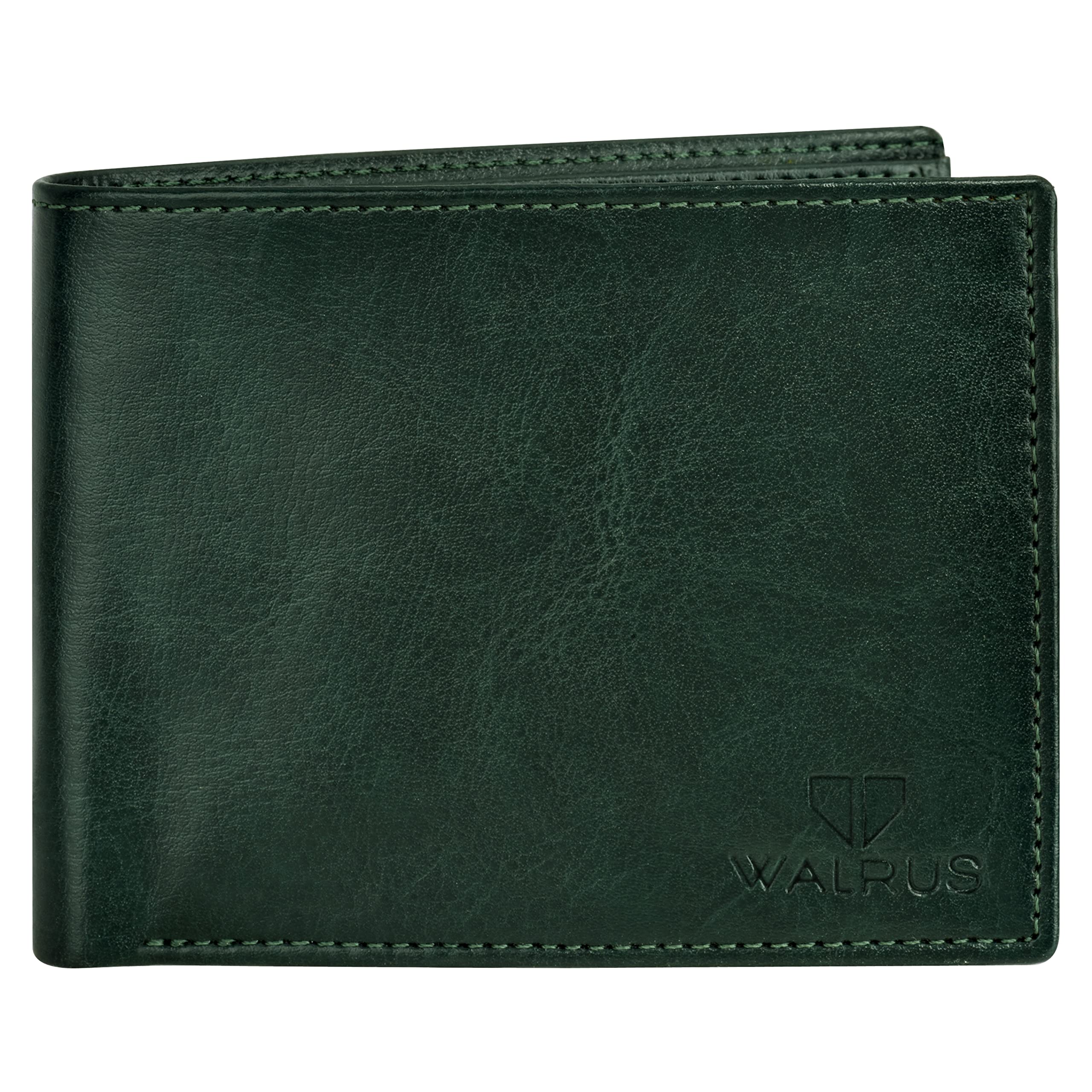 walrus Men's Wallet, Business Card Holder Vegan Leather Bi Fold Stylish Purse for Men, Card Case (Green) with RFID Blocking - Perfect for Gift for him-picture-2
