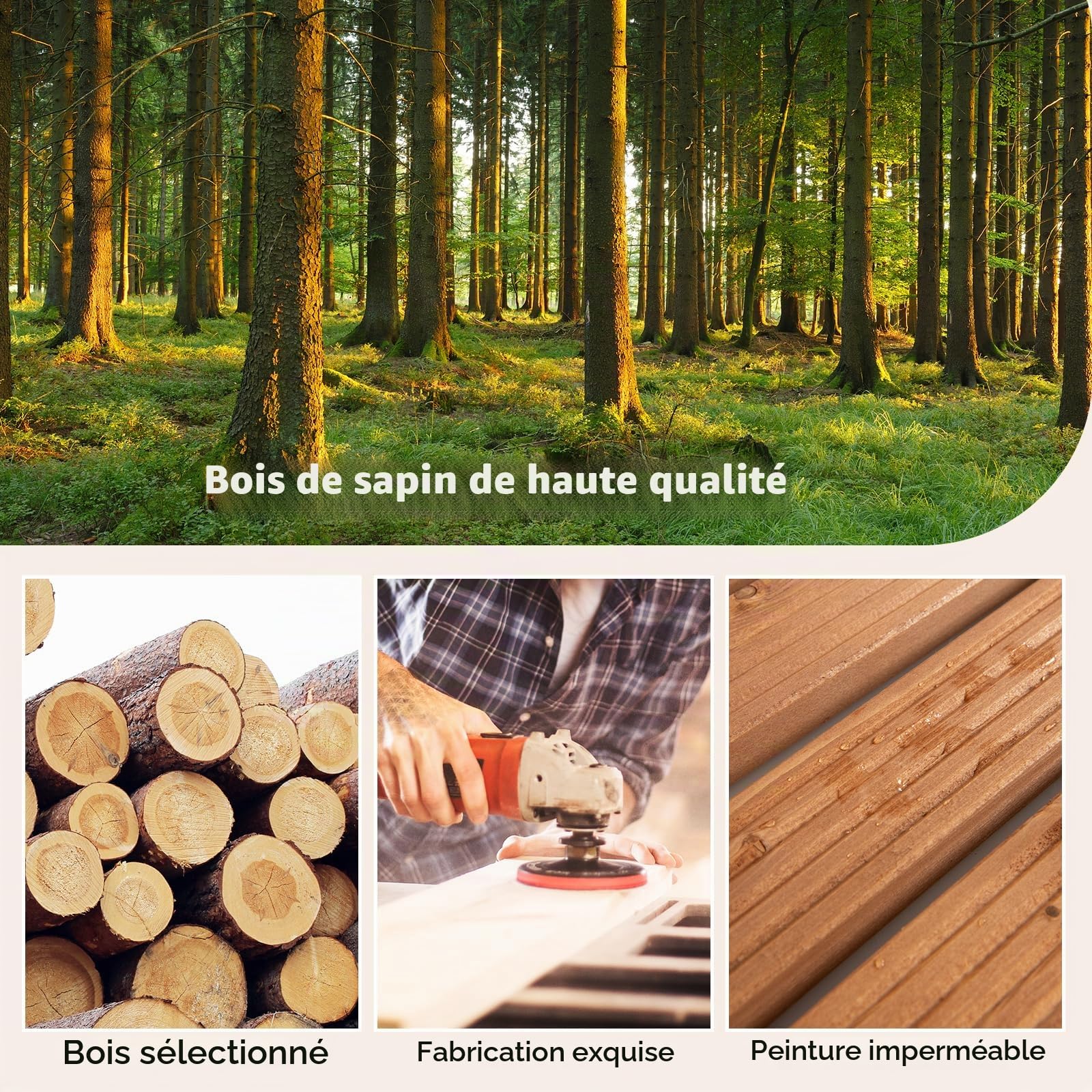 GOPLUS Allée de Jardin en Bois de 245CM, Passerelle Droite avec Fil d'acier Robuste et Motifs Antidérapants, Sol de Promenade Extérieure Enroulable pour Terrasse, Plage, Jardin, Cour (Largeur 55cm)