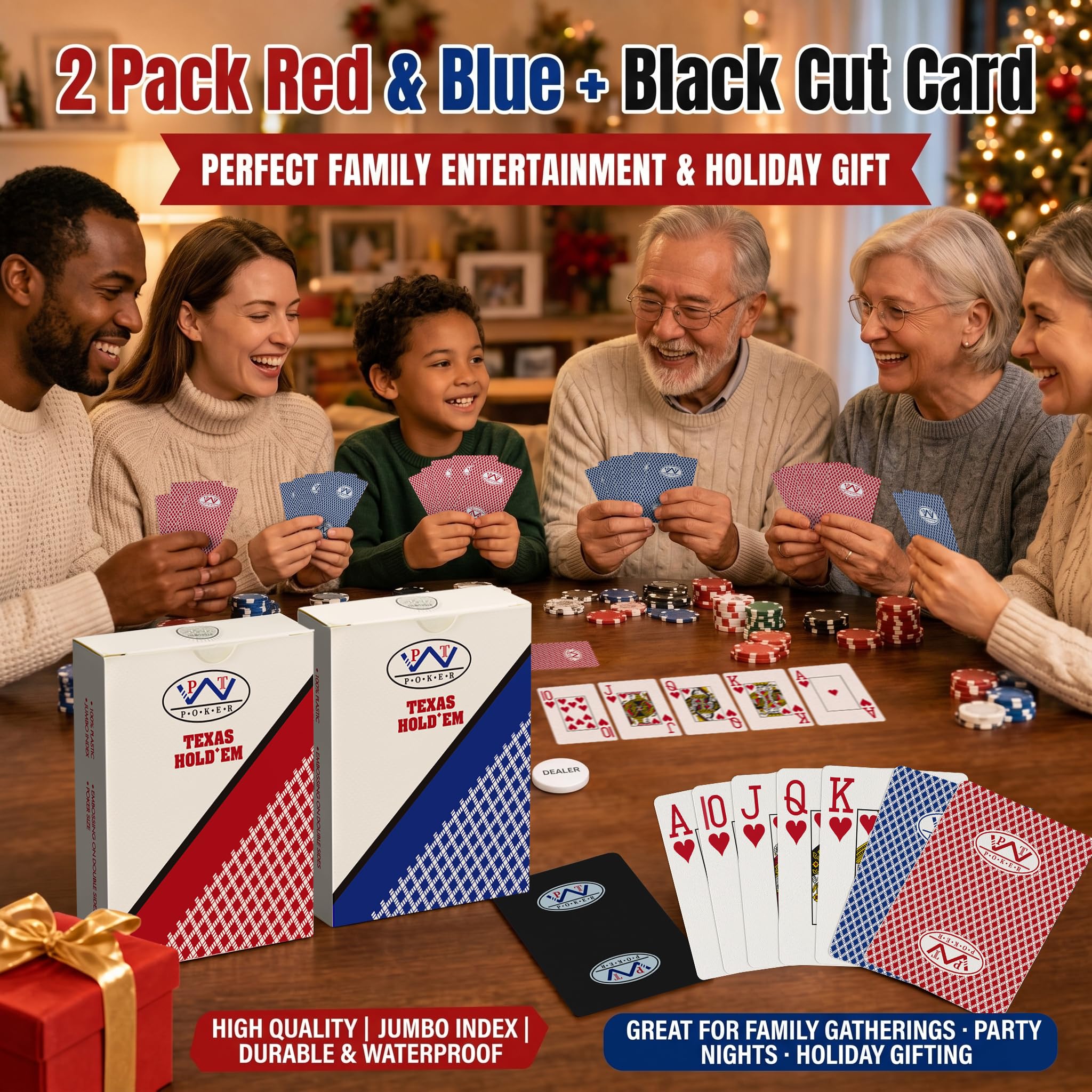 Amazon.com: Ben Niu Waterproof Plastic Playing Cards, Jumbo Index