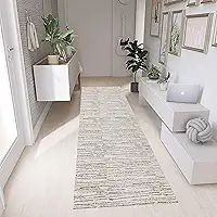 Tapete Cozinha Antiderrapante 1,30m x 45cm Passadeira Emborrachada Quarto Corredor Banheiro Decoração Rústica Sem Pelo Artesanal de Tear Jacquard Lavável