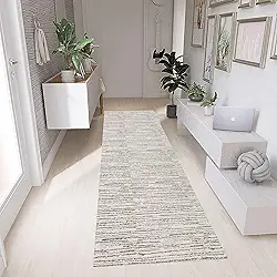 Tapete Cozinha Antiderrapante 1,30m x 45cm Passadeira Emborrachada Quarto Corredor Banheiro Decoração Rústica Sem Pelo Artesanal de Tear Jacquard Lavável