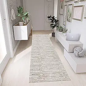 Tapete Cozinha Antiderrapante 1,30m x 45cm Passadeira Emborrachada Quarto Corredor Banheiro Decoração Rústica Sem Pelo Artesanal de Tear Jacquard Lavável