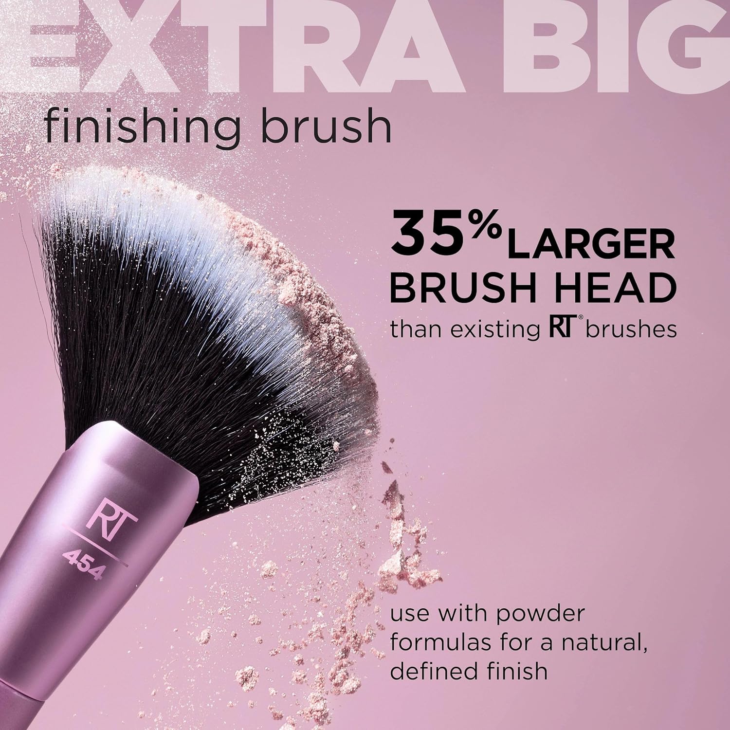 Real Techniques Extra Big Finishing Brush, Large Makeup Brush For Powder Bronzer, Highlight, & Contour, XL Oversized Fan Brush For Quick Application, Cruelty-Free, Synthetic Bristles, 1 Count - Image 5