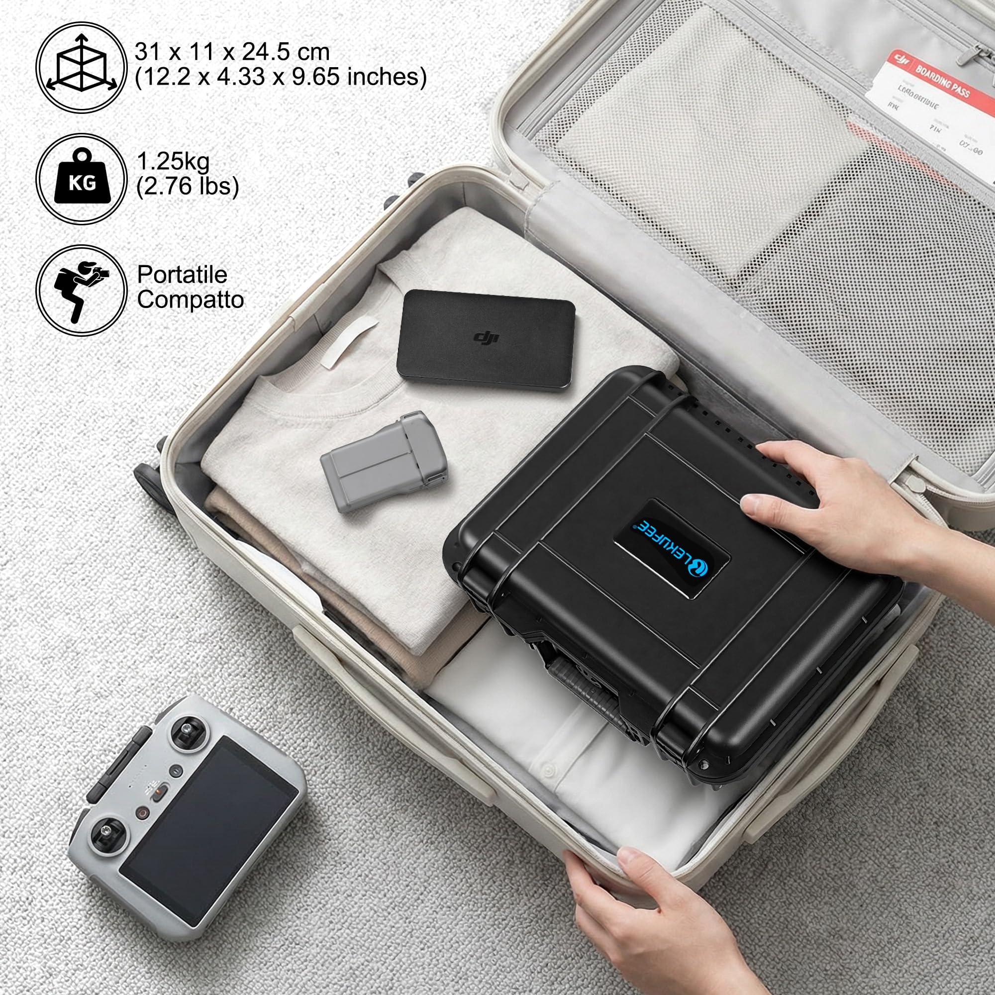 LEKUFEE Custodia Rigida Impermeabile per Trasporto per Drone DJI Lito X1,Lito 1,Mini 5 Pro/4 pro/Mini 3,DJI RC 2 / RC N3, e Accessori (Solo Custodia)
