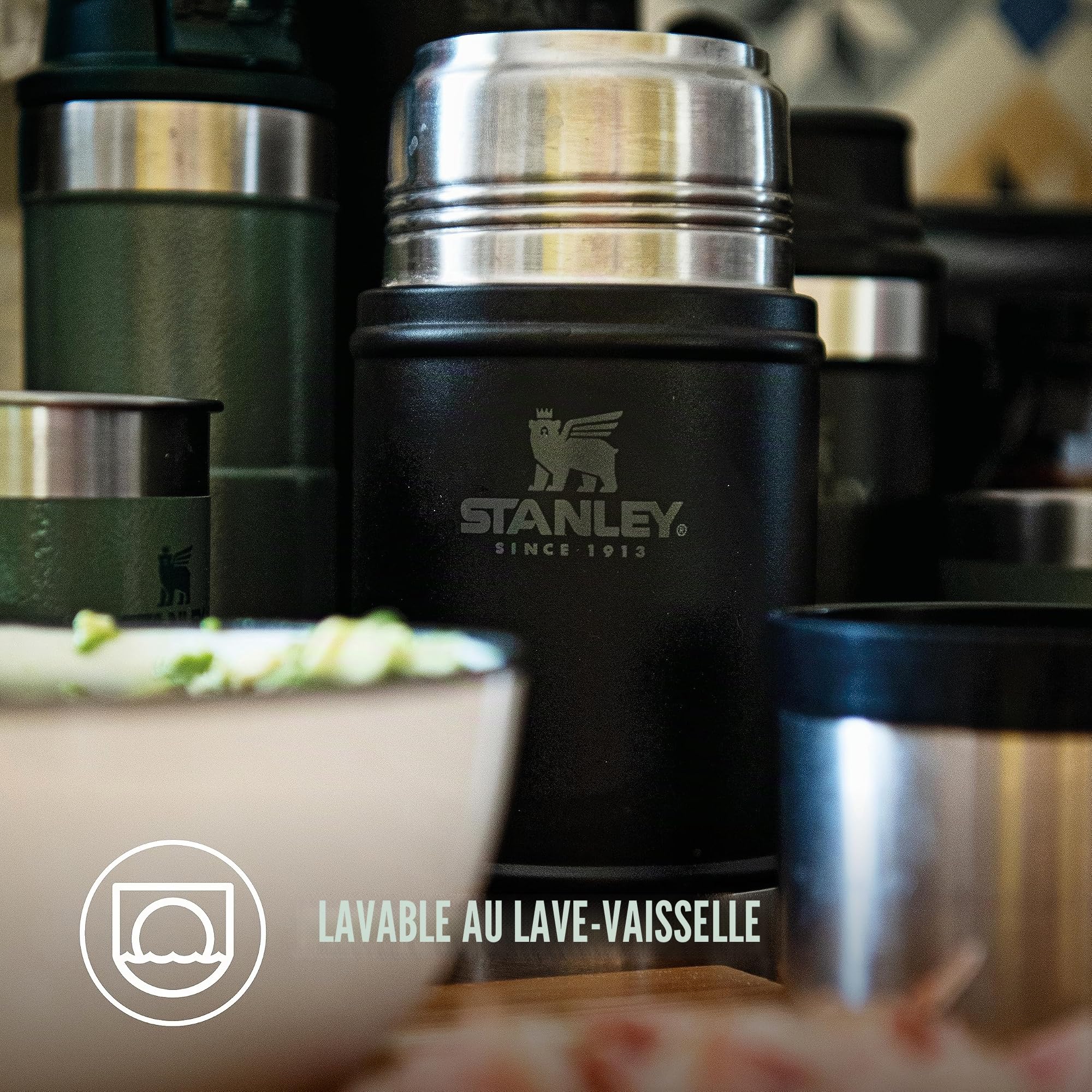 STANLEY Classic Legendary Food Jar 0.94L - Thermos Alimentaire Chaud a 20h - Lavable au Lave-Vaisselle - Acier Inoxydable - Sans BPA - Lunch Box Isotherme - Hammertone Green