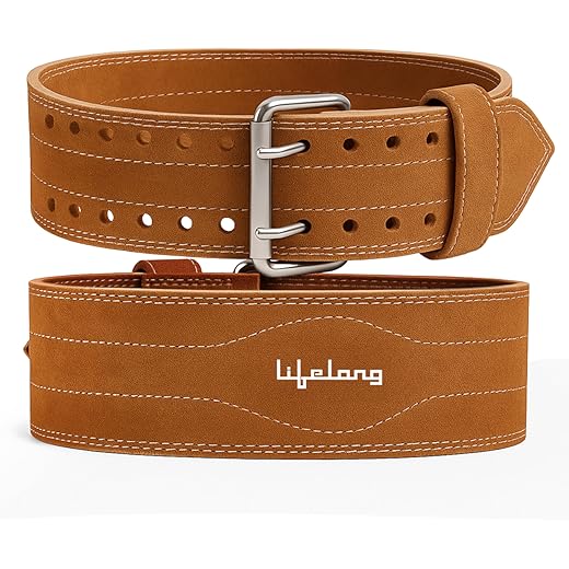 Lifelong Suede Leather Gym Belt - Medium, Brown