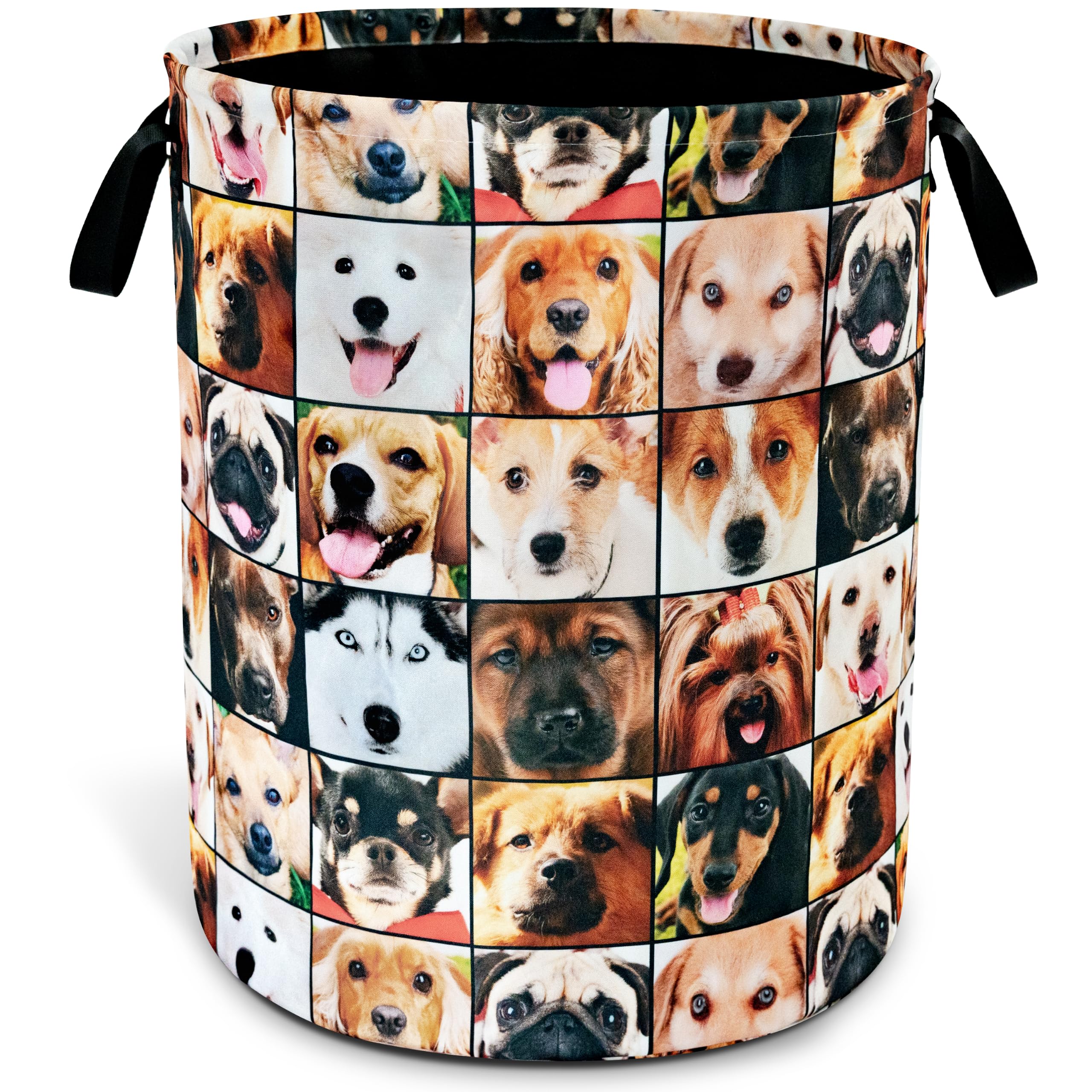 Cute Dog Pet Laundry Basket Foldable Oxford Cloth Hamper 18.9 x 16.5 Inch