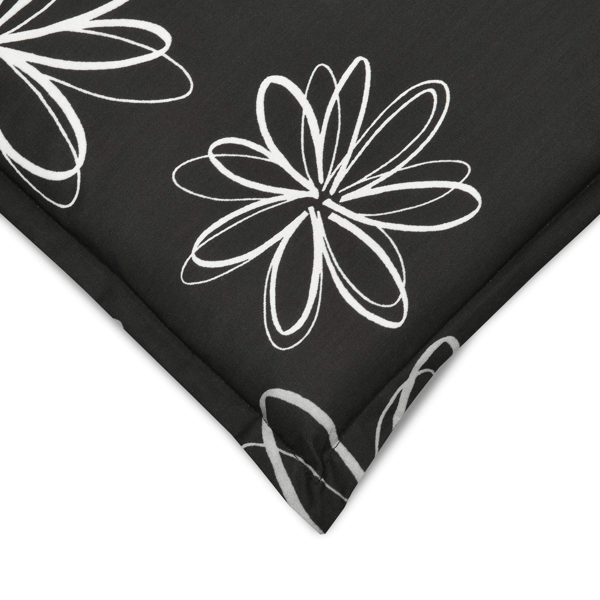 Beautissu 6er Set Hochlehner Auflage für Gartenstuhl UV-Lichtecht Blumen | 120x50cm schwarz mit 6cm Dicke Polster Sitzpolster Gartenstuhlauflage Gartenstuhlauflagen Sitzauflage Flores