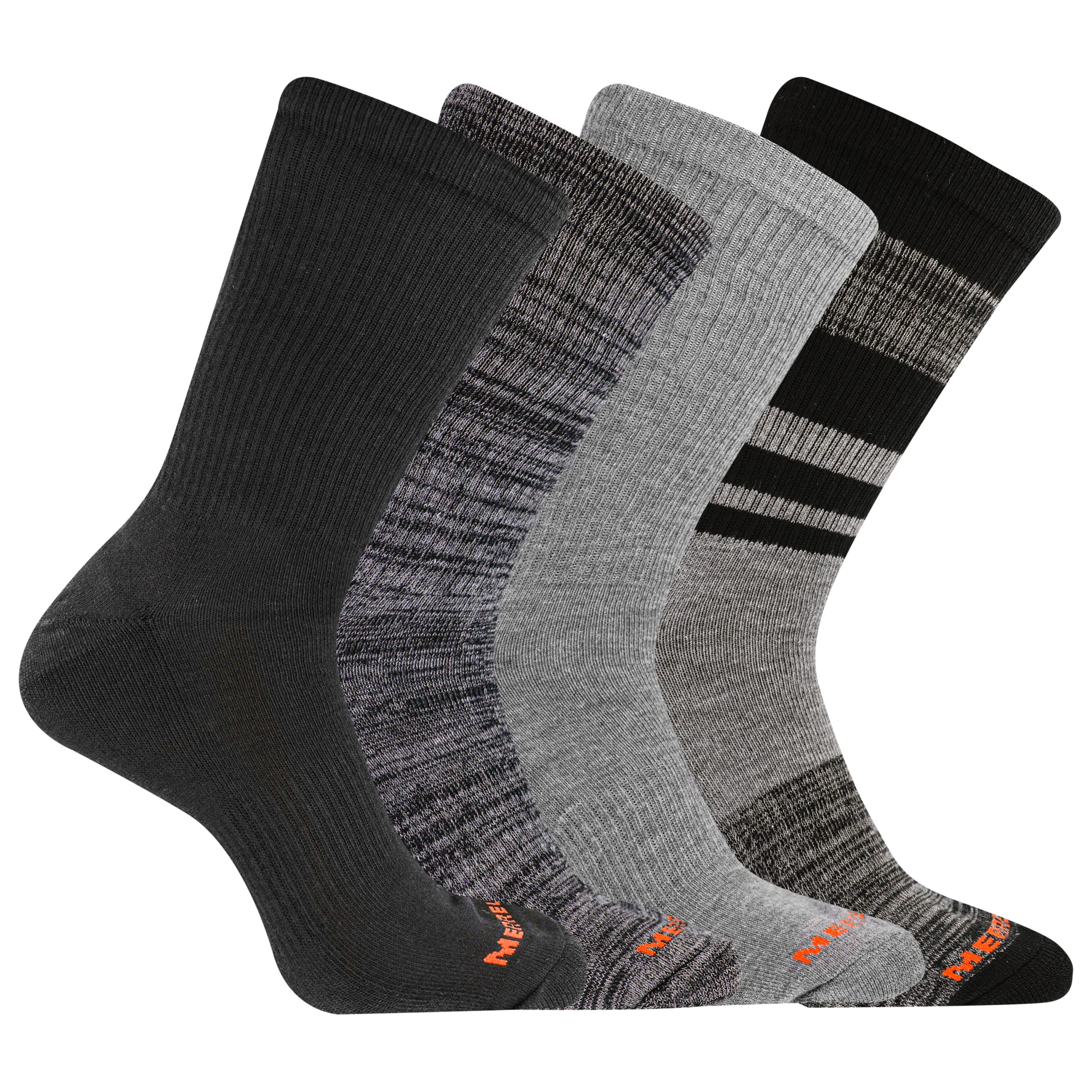 Merrell Men's And Women's Cushioned Midweight Crew Socks - 4, 8, 12 Pairs - Moisture Wicking Equipaggio Unisex - Adulto (Pacco da 4)