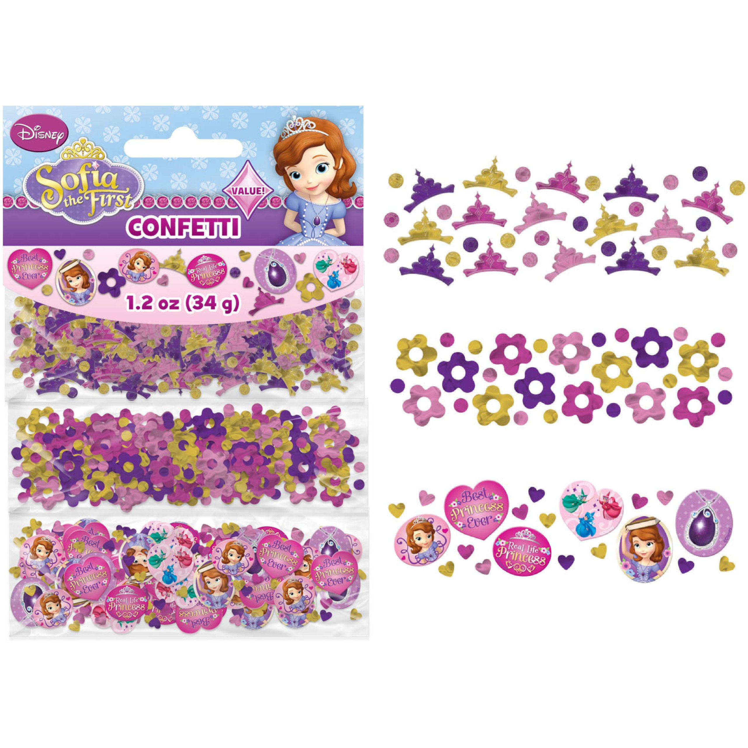 Disney Sofia The First Princess Birthday Party Confetti Decoration (1 Piece), Multi Color, 1.2 oz.