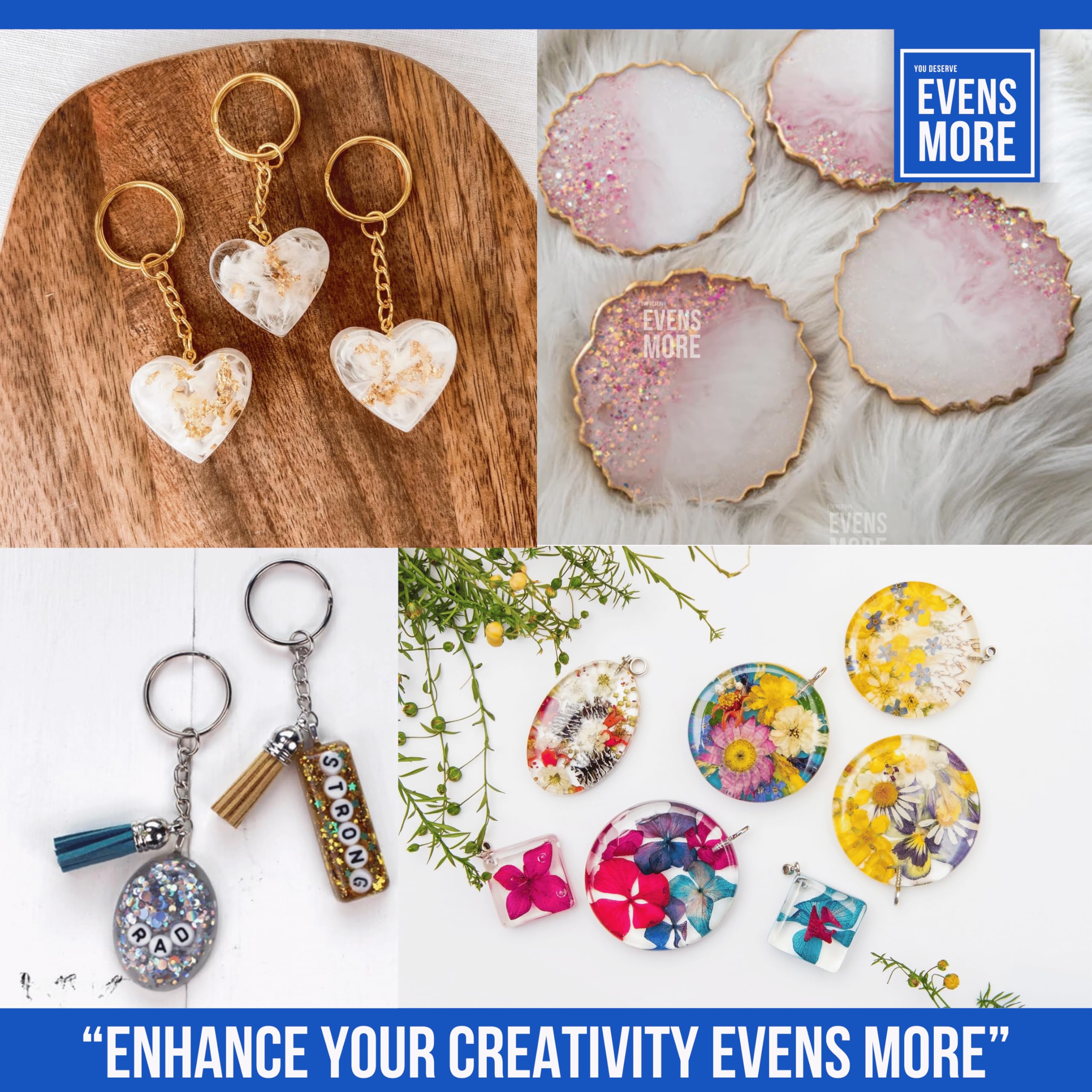 EVENS MORE Alphabet Keychain Number Making With Hole Mould For Resin Art With Glitter,Multicolor 4