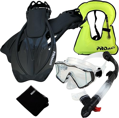 Miniatura 6 de PROMATE Chaleco de snorkel máscara de purga panorámica Snorkel seco Aletas de esnórquel Conjunto de engranajes