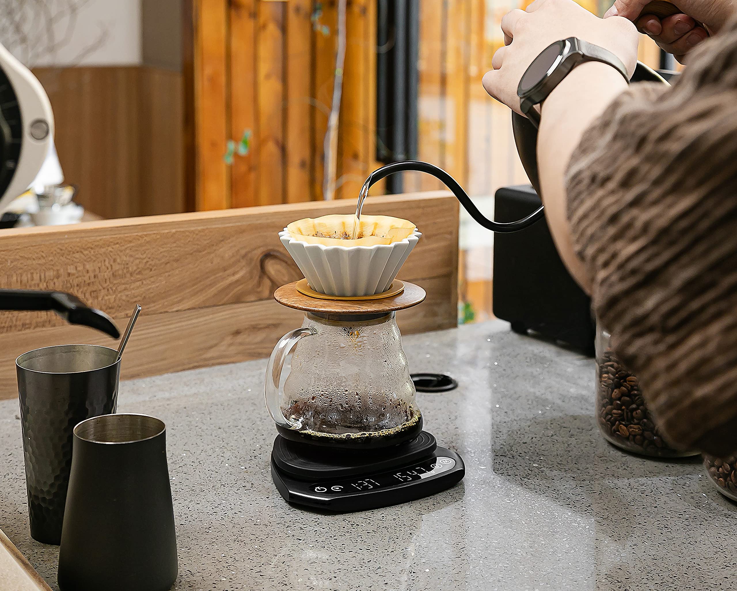 KYERLISH Digital Coffee Scale With Timer Auto Timing Espresso Scale 