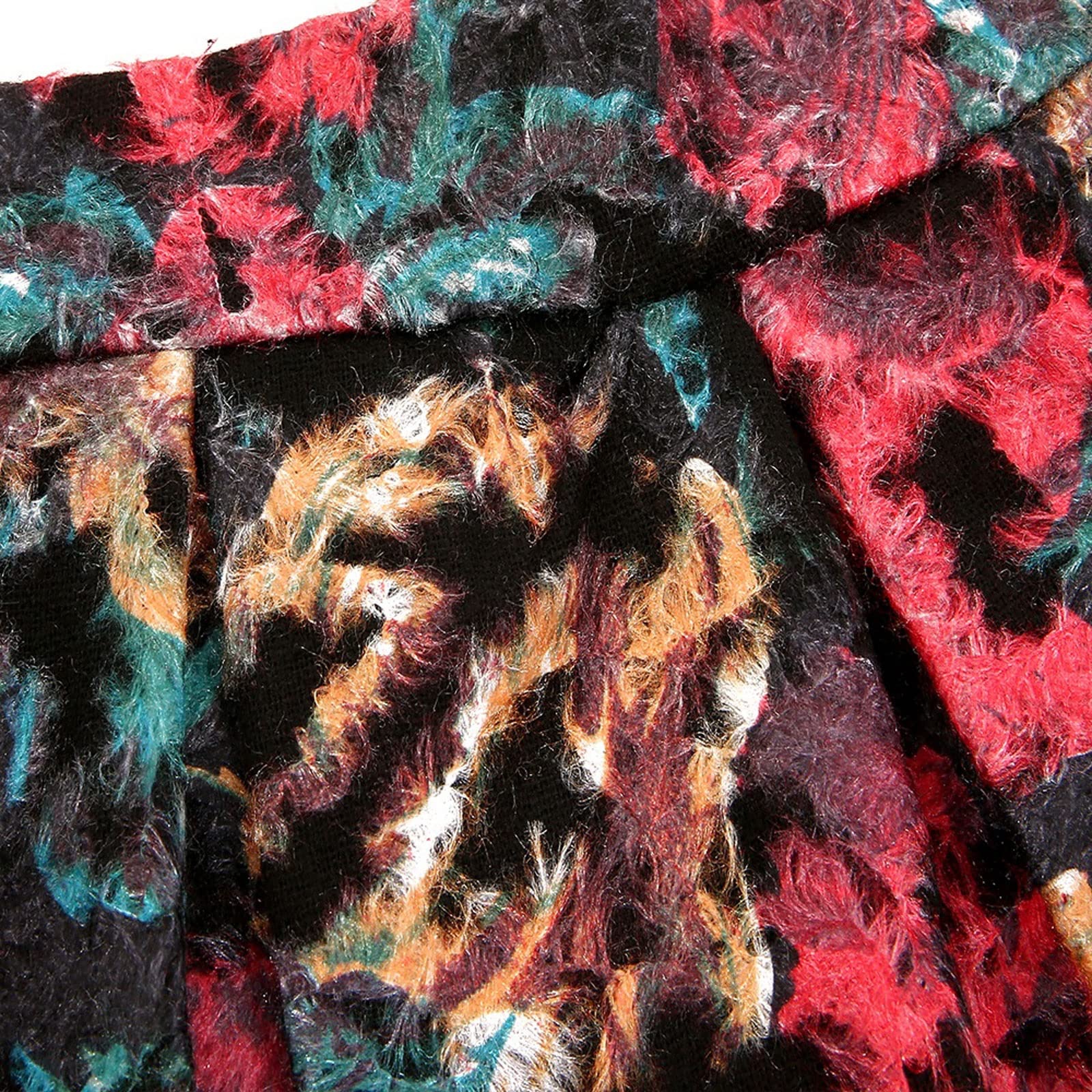 Falda vintage de lana con flores de cintura alta, elegante, plisada, para primavera, otoño