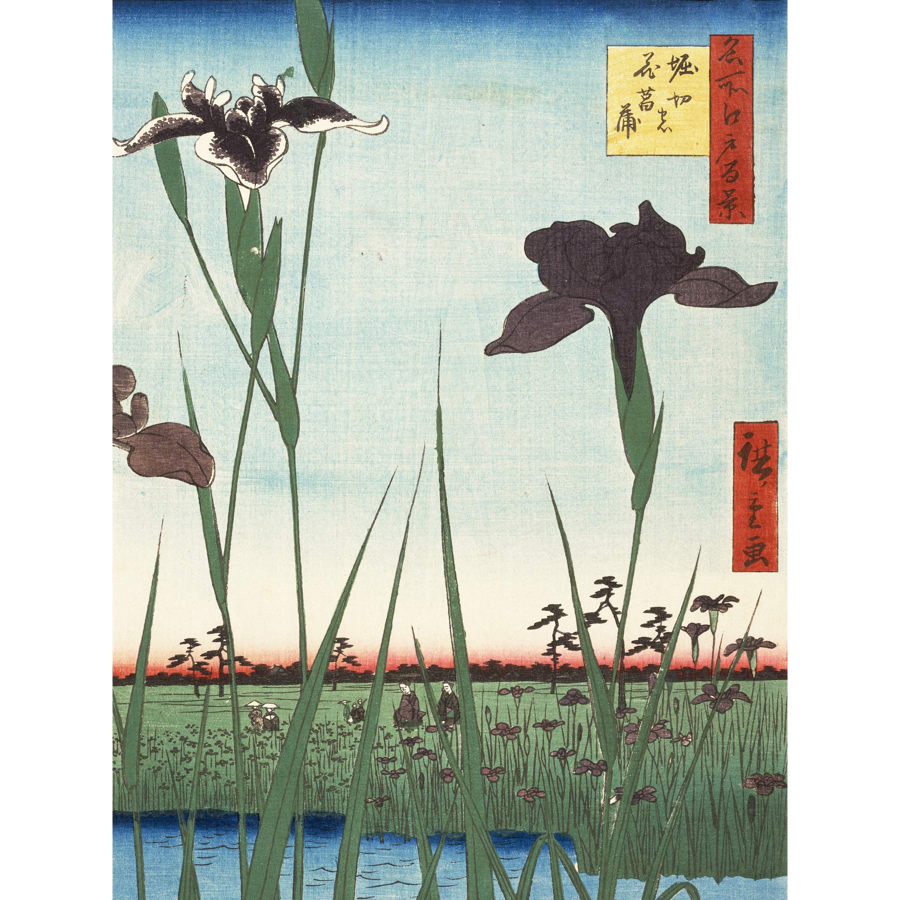 Utagawa Hiroshige Horikiri Iris Garden Large Art Print Poster Wall Decor Premium Mural