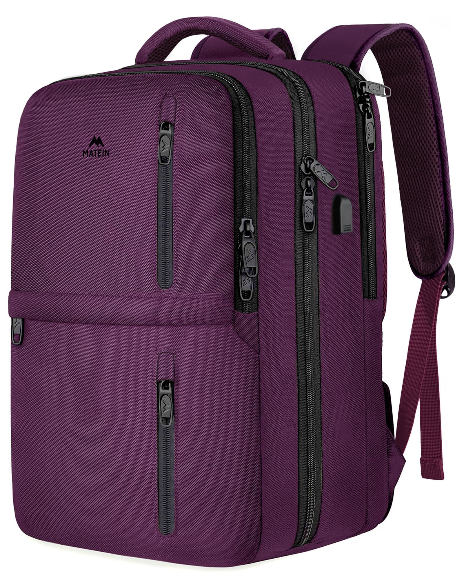 MATEIN Travel Backpack for Women, Extra Large 40L Carry on Backpack with USB Charge Port, Water Resistant College Bag Computer Bag Gifts for Women &