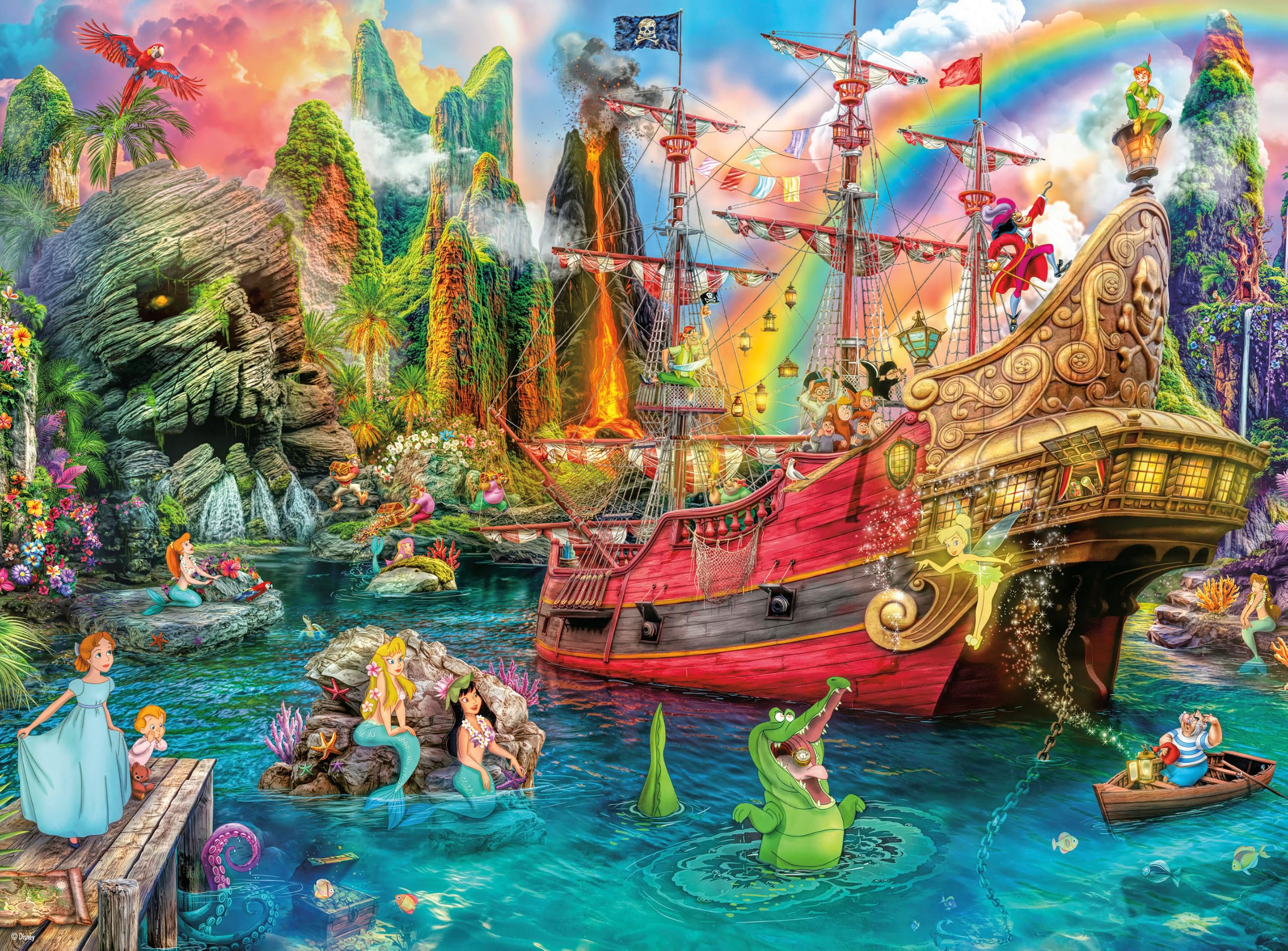 Ceaco – Sapphire Select – Disney – Aimee Stewart – Peter Pan Meerjungfrau Lagune – 1000 Teile Puzzle – Herausfordernd & Spaß – Blaue Rückseite Puzzlebrett – Geschenkbox – Poster in voller Größe