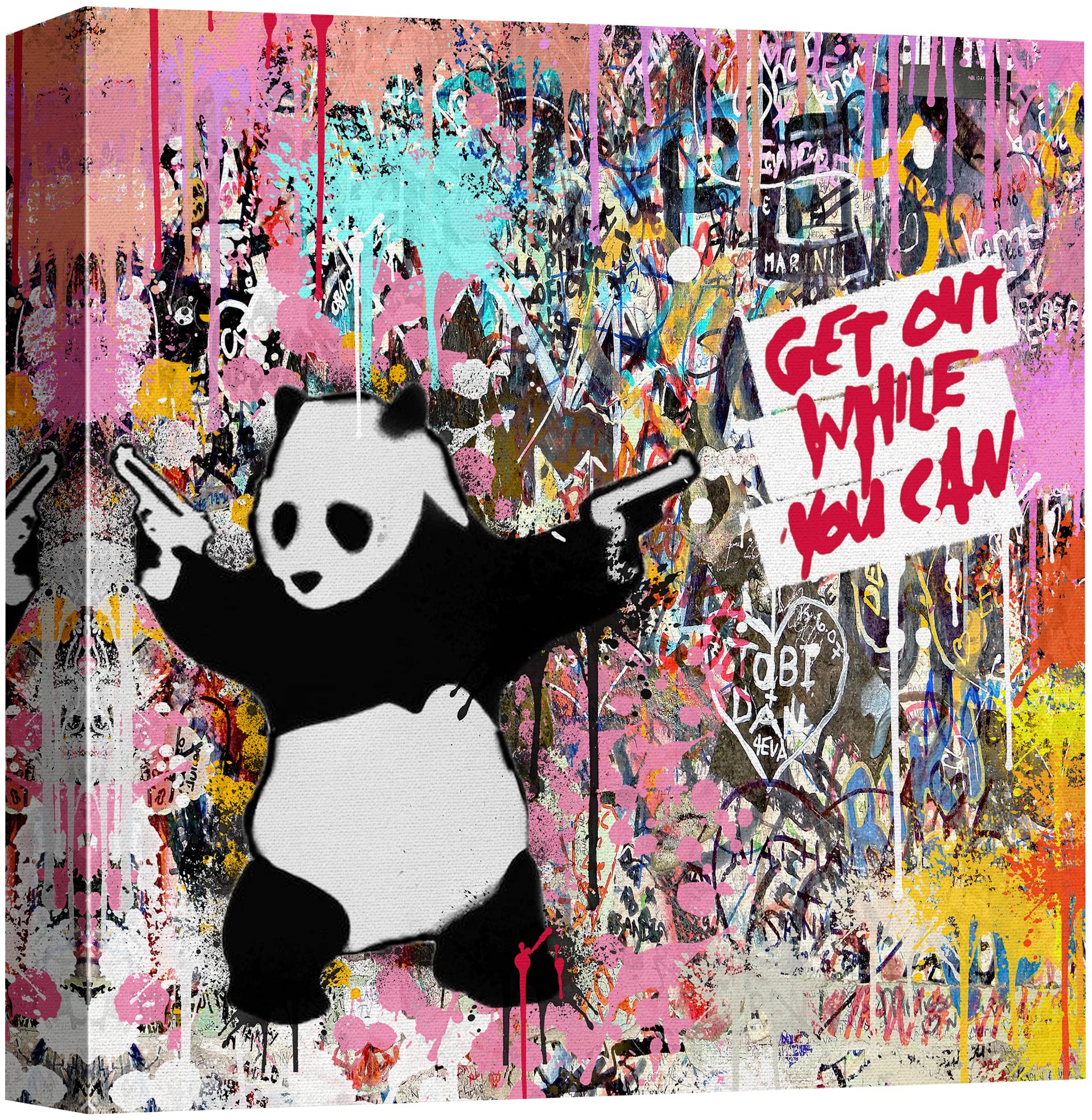 Amazon.com: NWT Canvas Print Wall Art Panda with Guns Banksy
