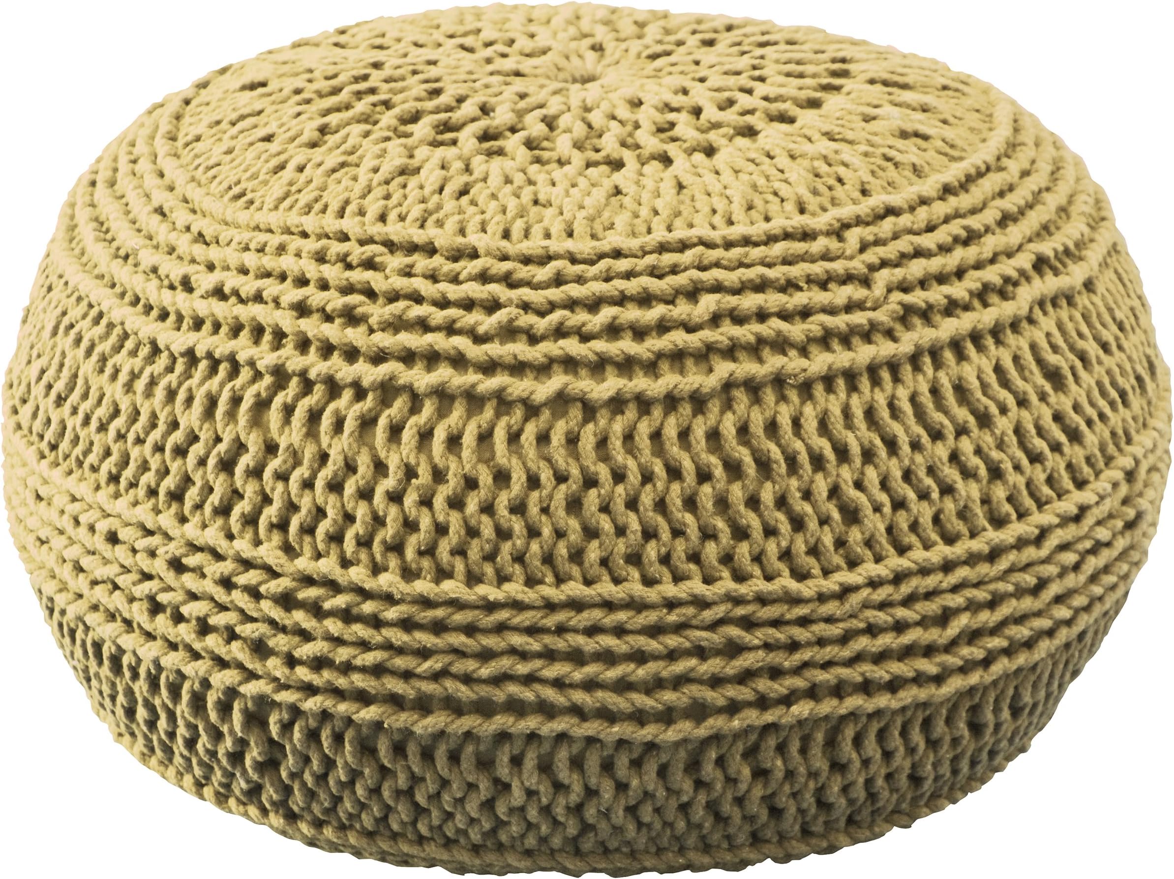 Rizzy Home | | 20"x20"x14" Mustard Cable Knit Pouf