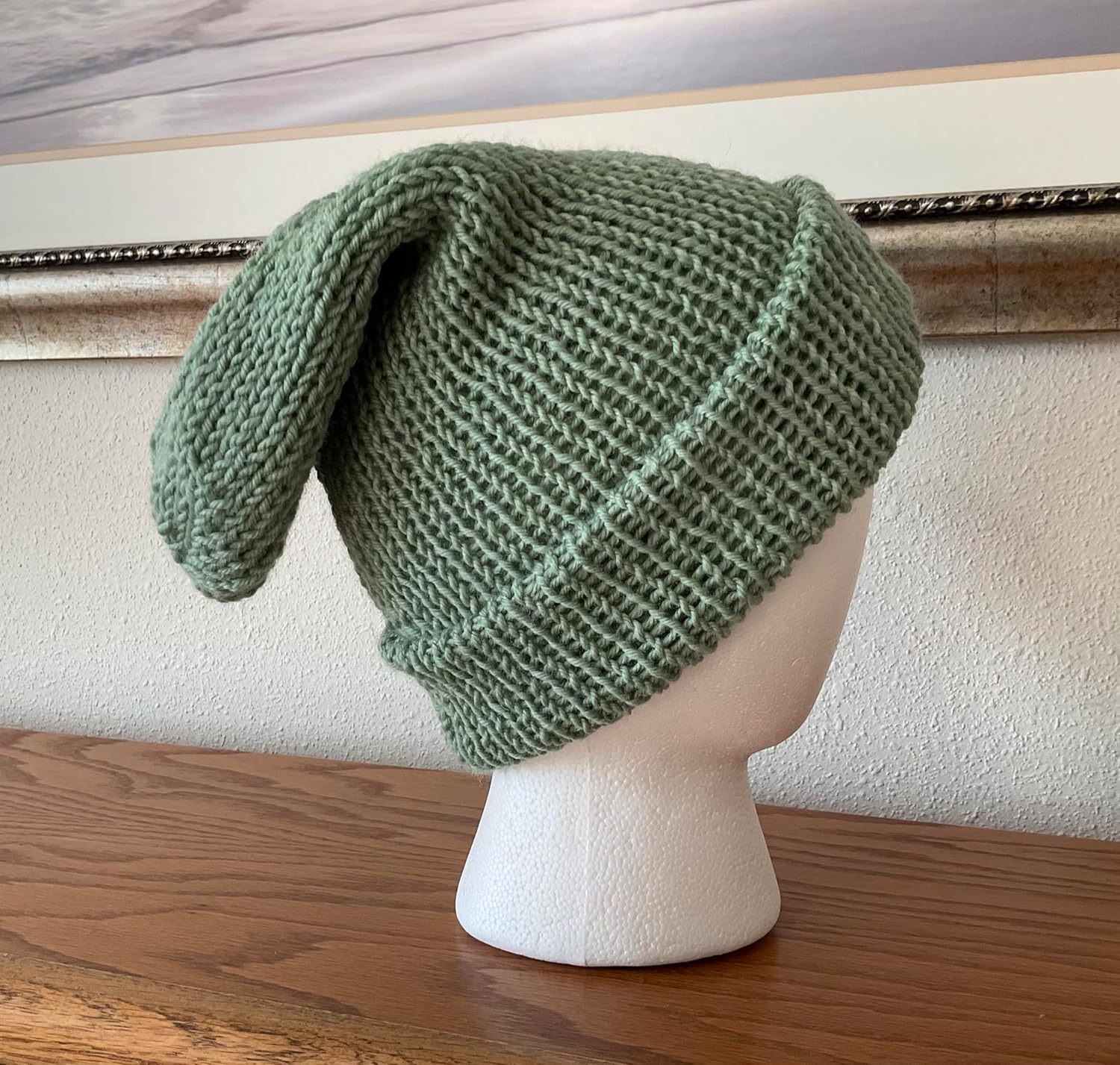 Beanie Hat 100% Merino Wool. Thick Double-Layer, Fold Up Brim, Slouchy, Reversible, Men, Women, Hand Knitted. Giftable