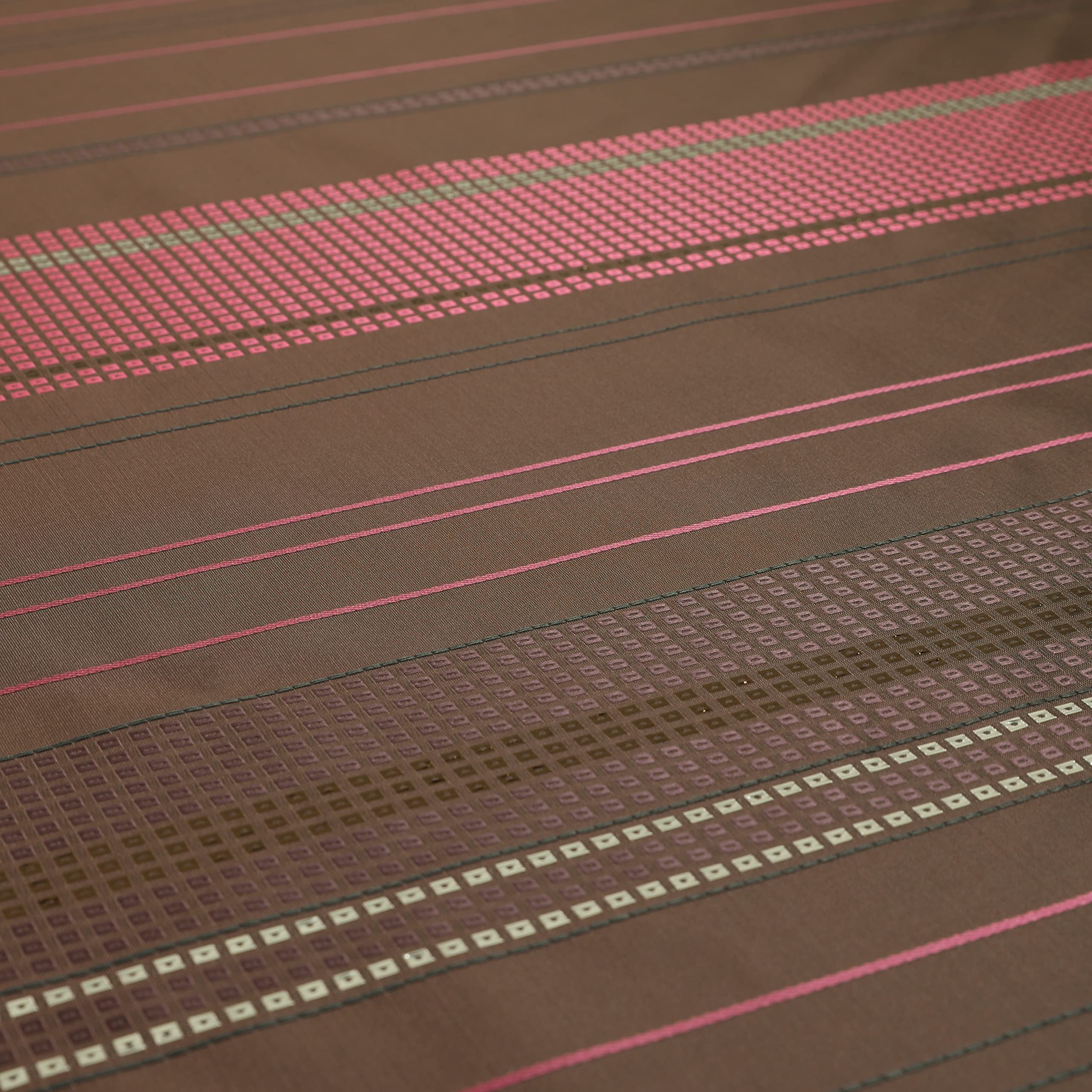 Tessuto di seta per tende in taffetà color prugna rosa con motivo Odyssey, elegante, in saldo al metro (al metro)