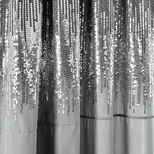 Miniatura 3 de Lush Decor Shimmer Sequins - Par de paneles de cortinas para ventana, 84 pulgadas de largo x 42 pulgadas de ancho, gris oscuro y negro