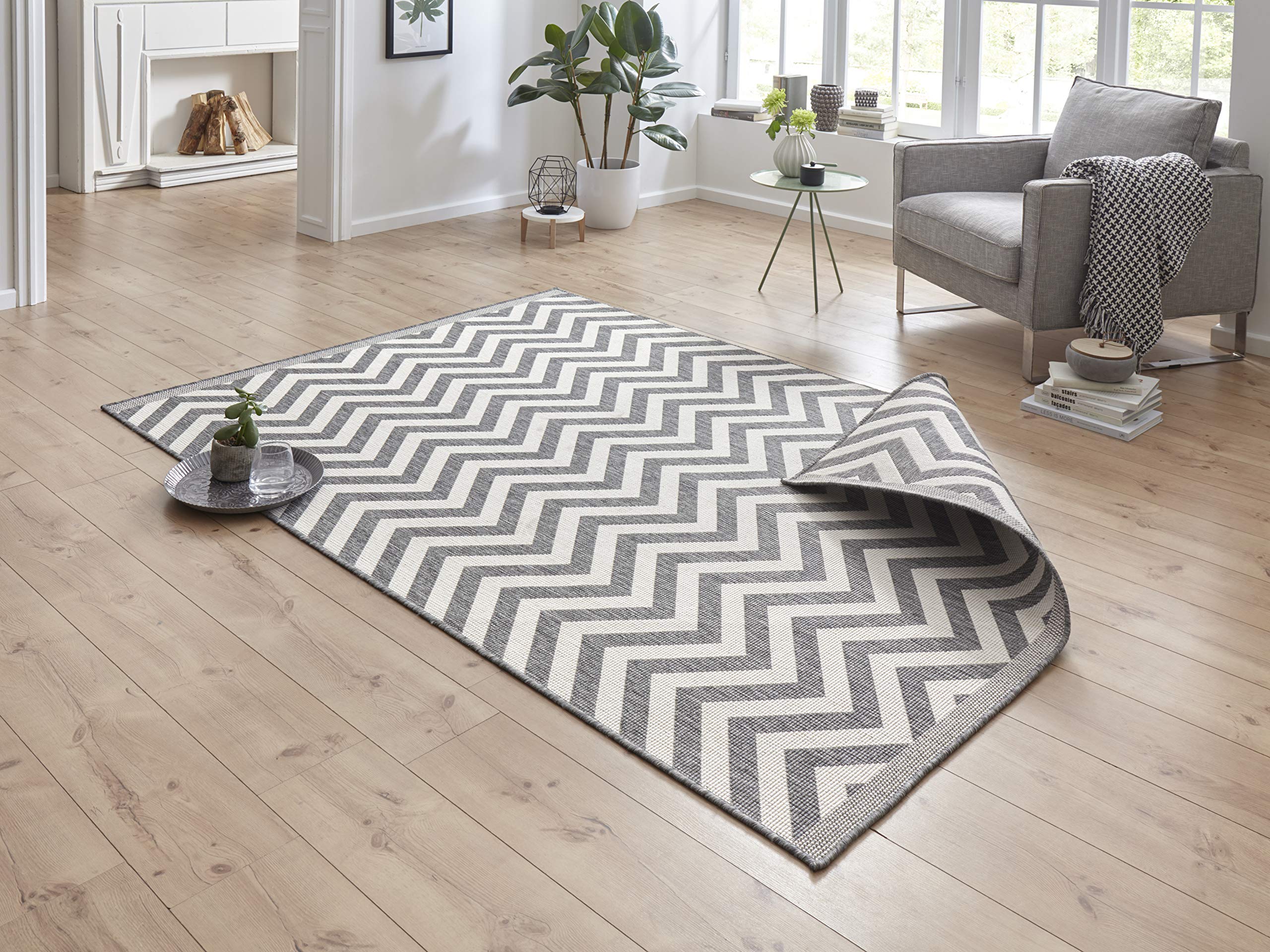 bougari Palma Tapis réversible pour l'intérieur et l'extérieur, Gris crème., 160 x 230 cm
