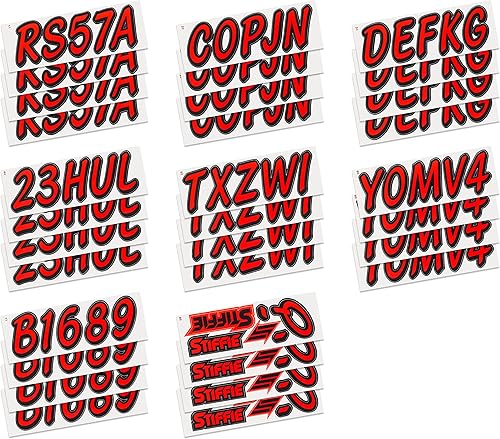 Miniatura 4 de STIFFIE Whipline - Calcomanías de identificación alfanuméricas, adhesivos de números de registro para barcos y embarcaciones personales, color rojo