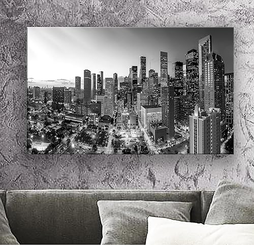 Miniatura 9 de 1 Panel of 20x30 inches Canvas Prints Wall Art Pictures Framed New York NYC City black & White night Skyline Cityscape Home Decor Living Room