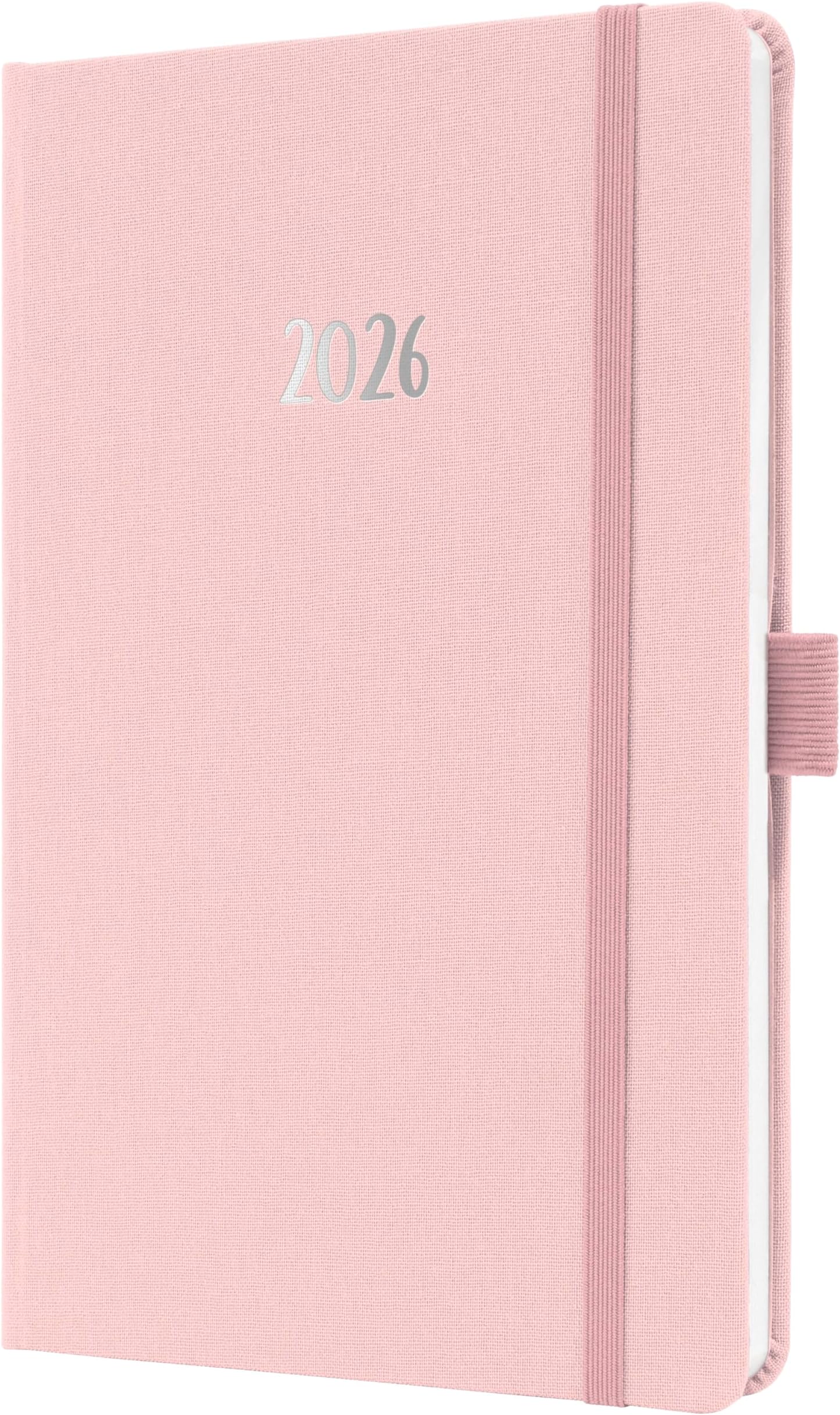 SIGEL J6405 A5 Week to View Diary Hardback Light Pink FSC Certified Pretty