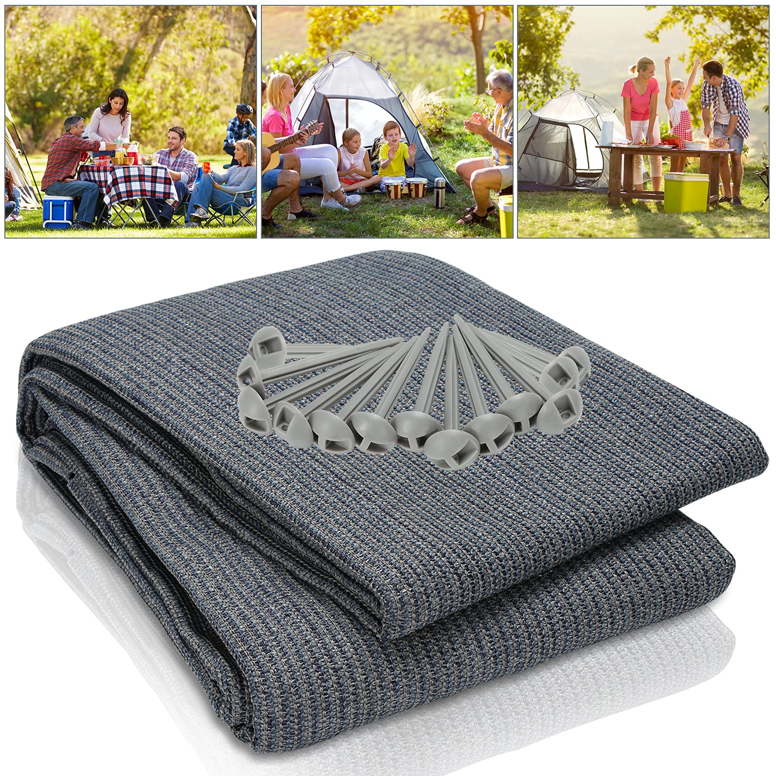 VINGO Tapis d'auvent - Tapis de camping - Imperméable et respirant - Différentes tailles : 250 x 300-400 - 300 x 300-600 - 400 x 400-600 (250 x 250)