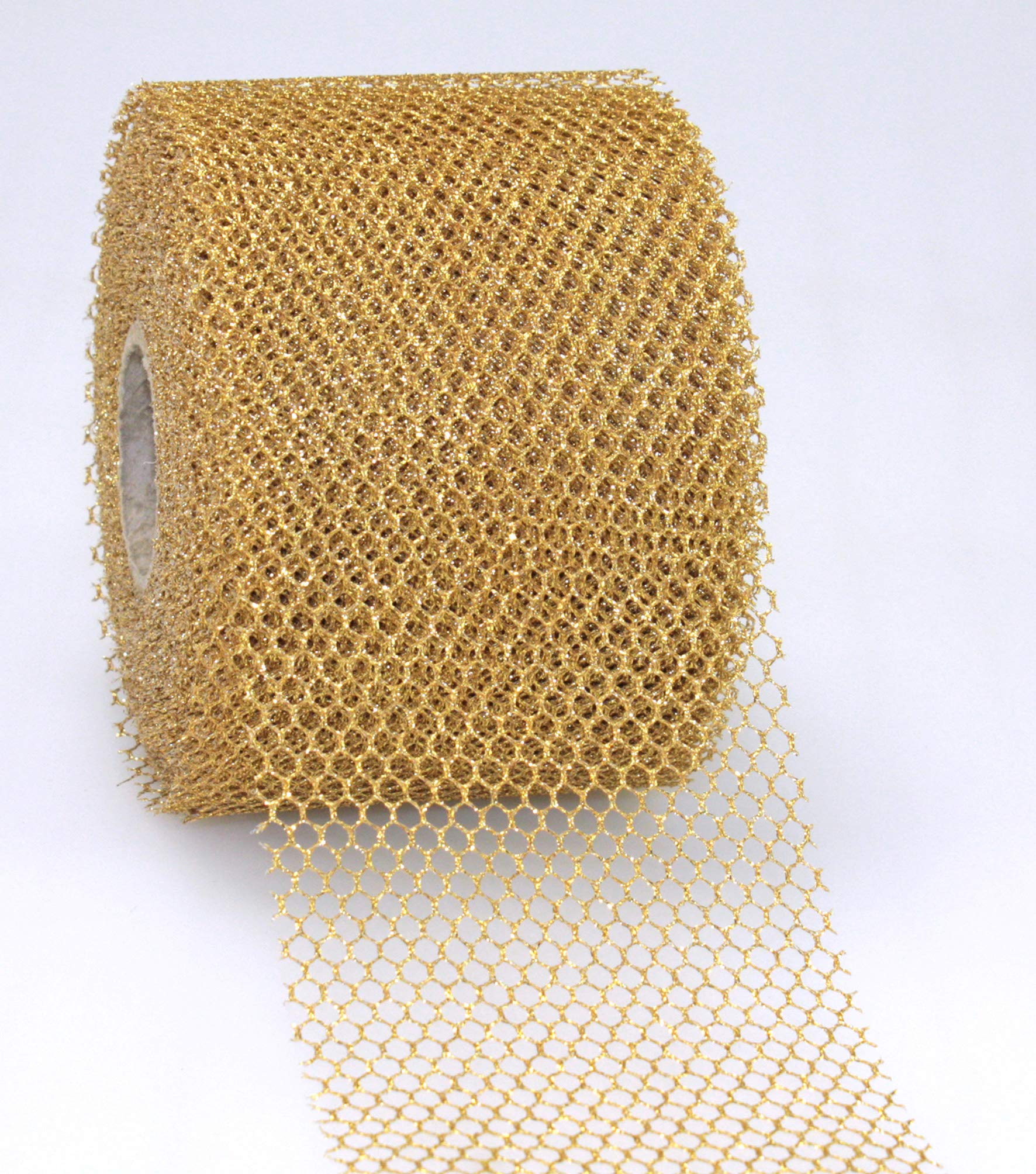 Präsent - Siena Tulle Ribbon Gold 72 mm Width, 20 m Length, 72mm - 20m