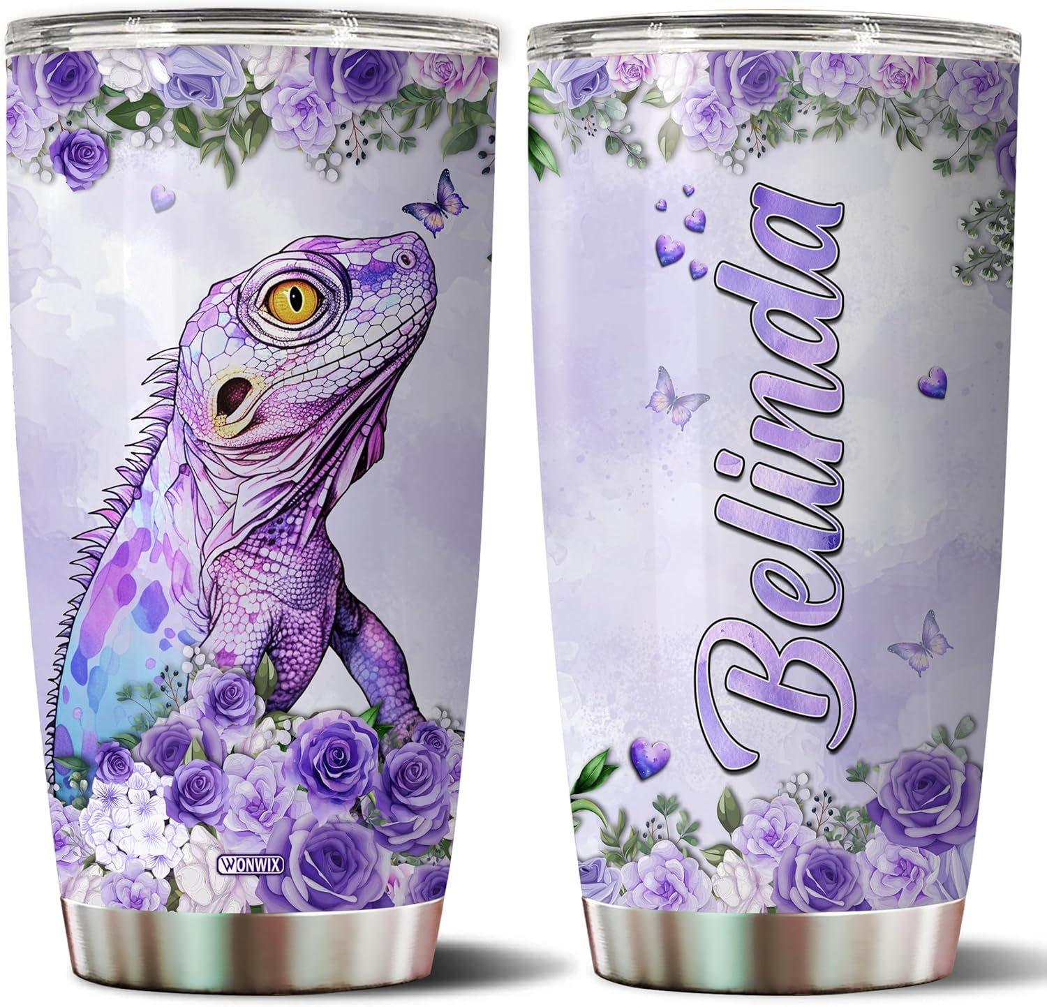 Personalized Lizard Tumbler Gifts for Women Girls 20oz Insulated Stainless Steel Travel Mug Water Bottle With Lid Custom Name Coffee Cup Gift for Sister Daughter
