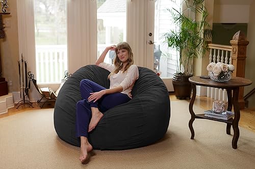 Miniatura 17 de Chill Sack - Puff Puff gigante de espuma viscoelástica de 6 pies. Sofá grande con funda de microfibra suave, color carbón. Microgamuza - Carbón