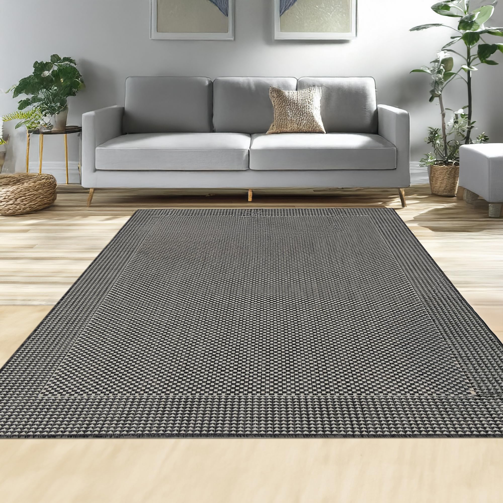 homeart Area Rugs – Durable, Stain-Resistant, Vibrant Geometric Design Carpets – Easy-Clean Rugs for Living Room, Kitchen, Entryway, or Bedroom – Plain - D.Anthracite Cream - 200x290 cm