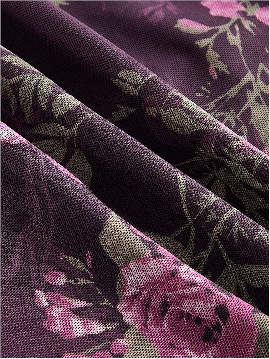 SOLY HUX Women's Floral Mesh Bodycon Cami Dress Cowl Neck Sleeveless Cocktail Party Wedding Guest Long Maxi Dresses - Image 2