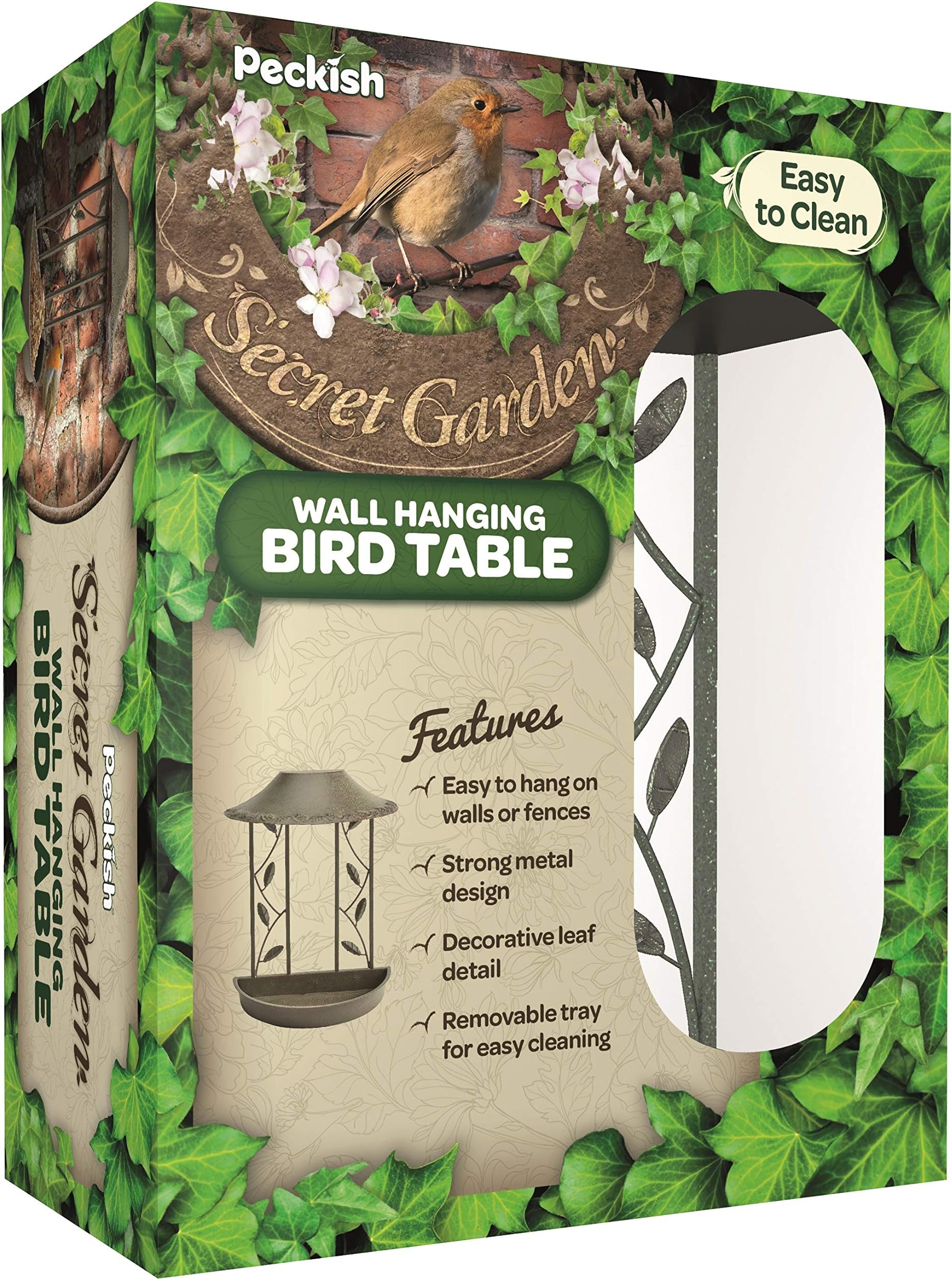 Peckish 60052107 Secret Garden Wall Hanging Bird Table, Green, 33.0 cm*13.0 cm*26.0 cm