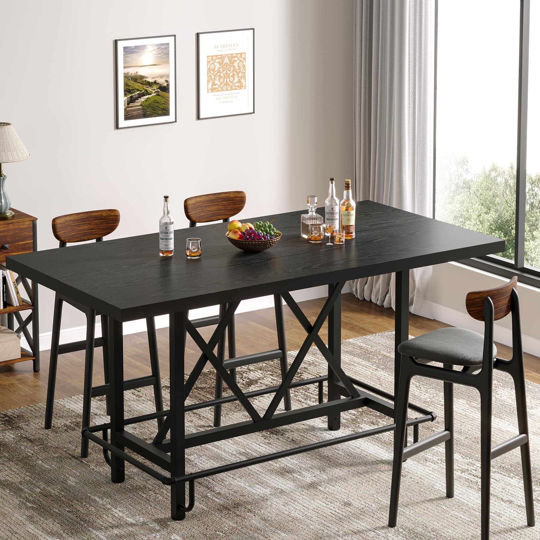 Photo 1 of Tribesigns 63-Inch Counter Height Bar Table - Black